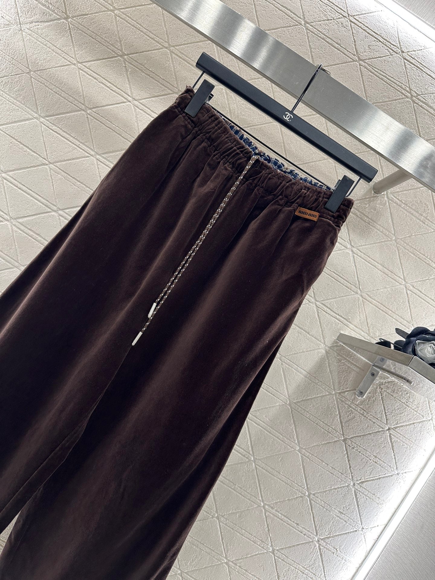 25fw Twisted flower drawstring wide leg pants