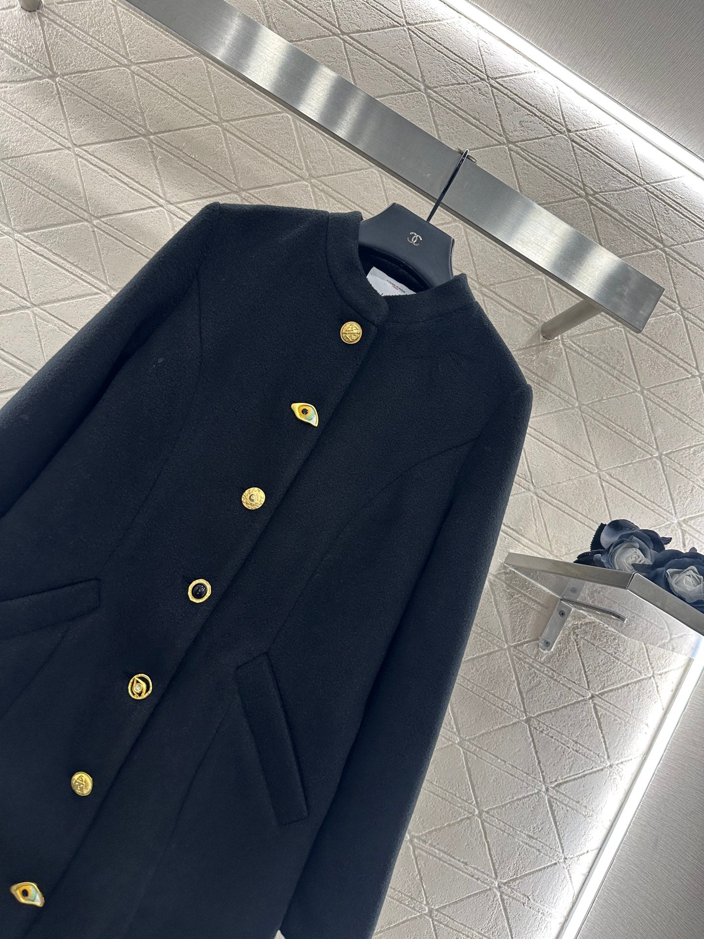 25fw Round neck long coat jacket