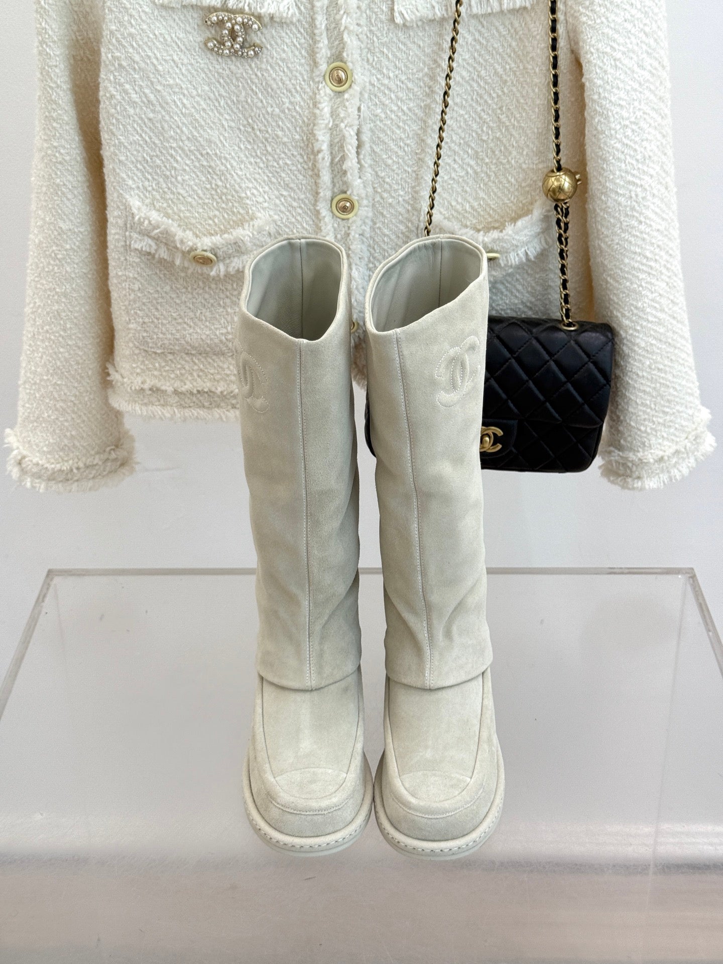C 25 Classic Embroidered Suede Pants and Boots