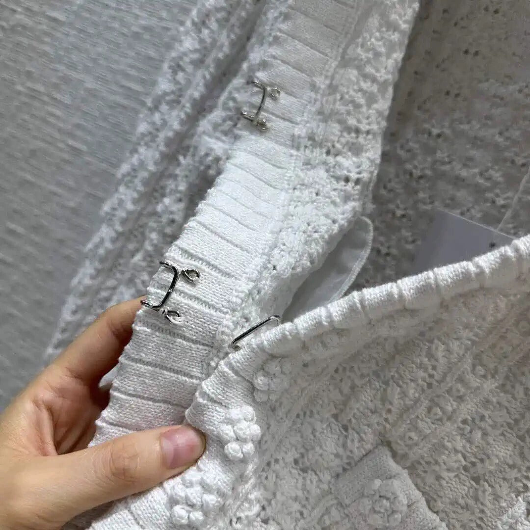 25 White Knitted Cardigan