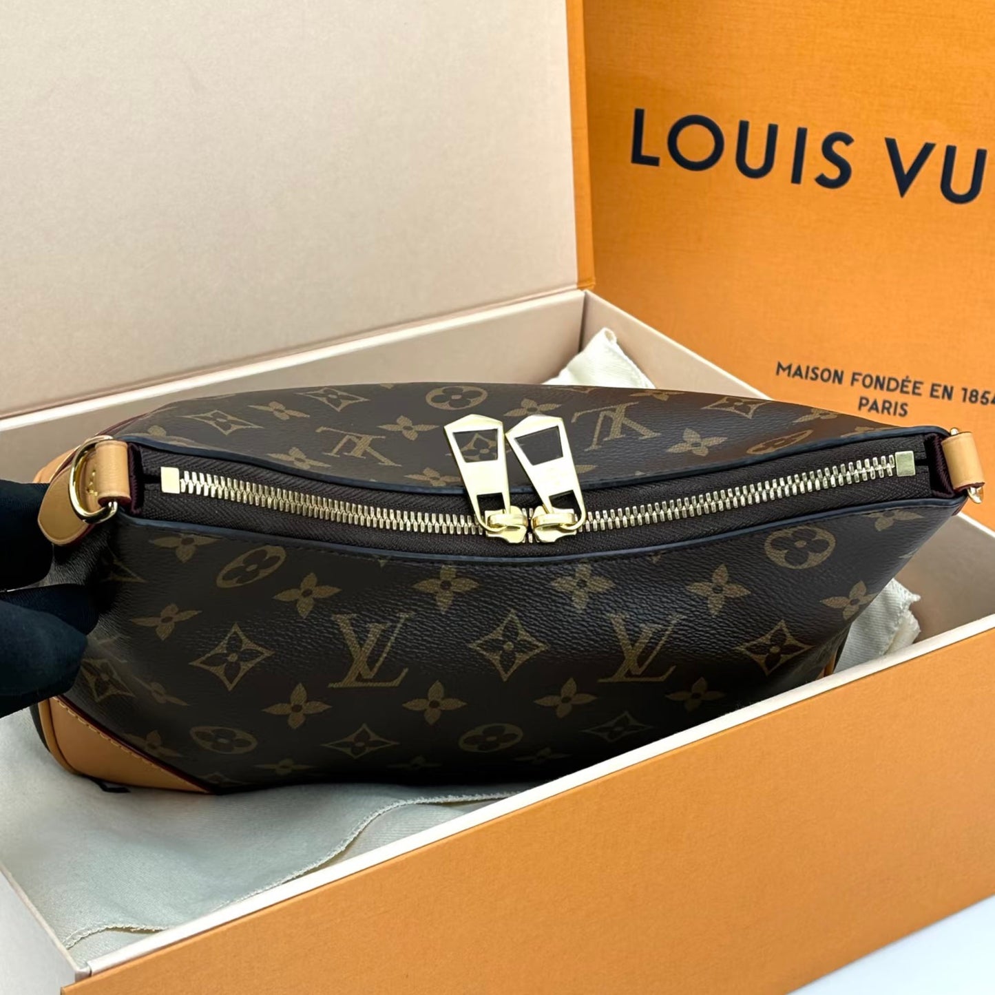 Classic Monogram Crescent Shoulder Bag