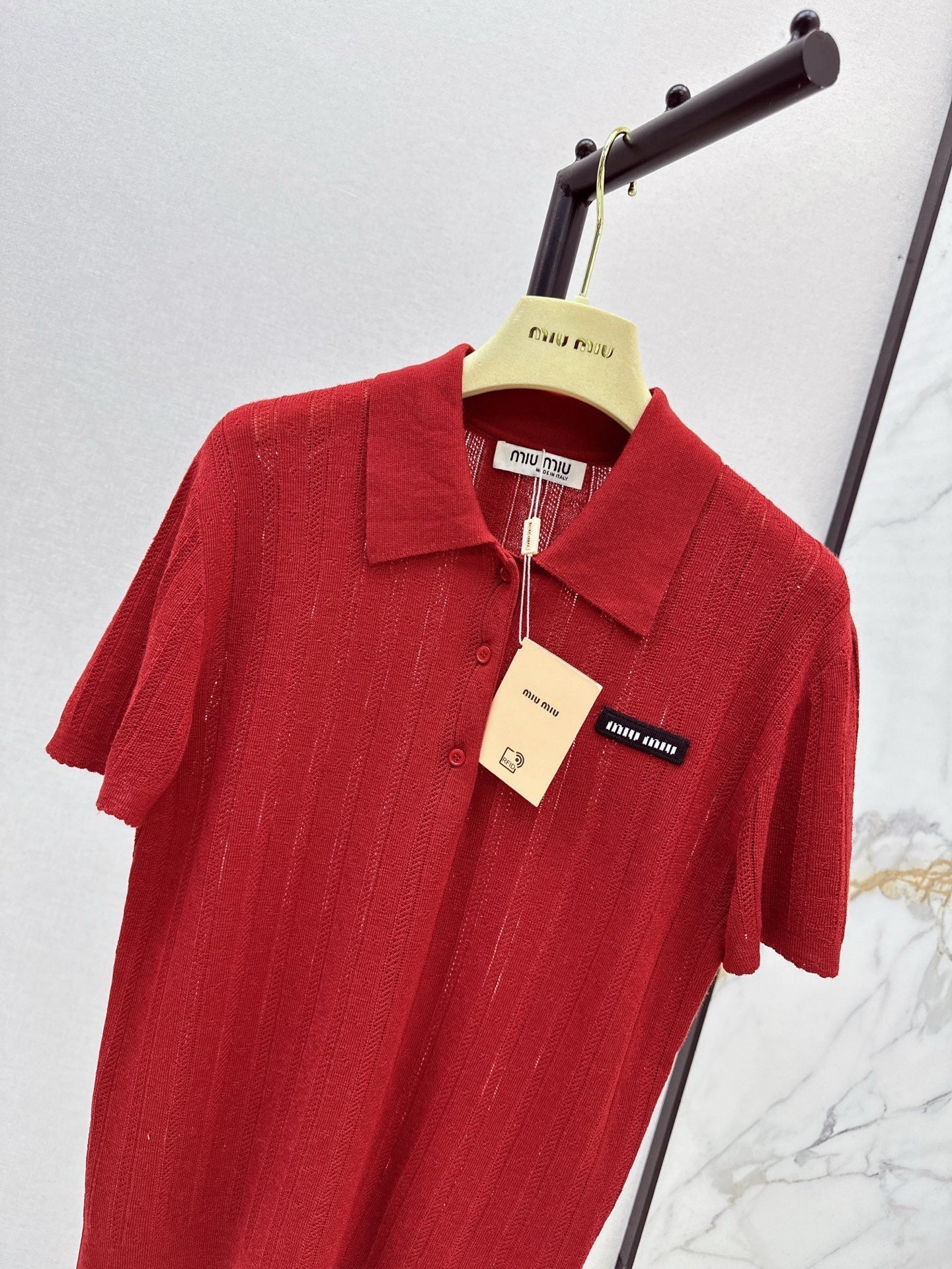 m 25ss knitted polo shirt