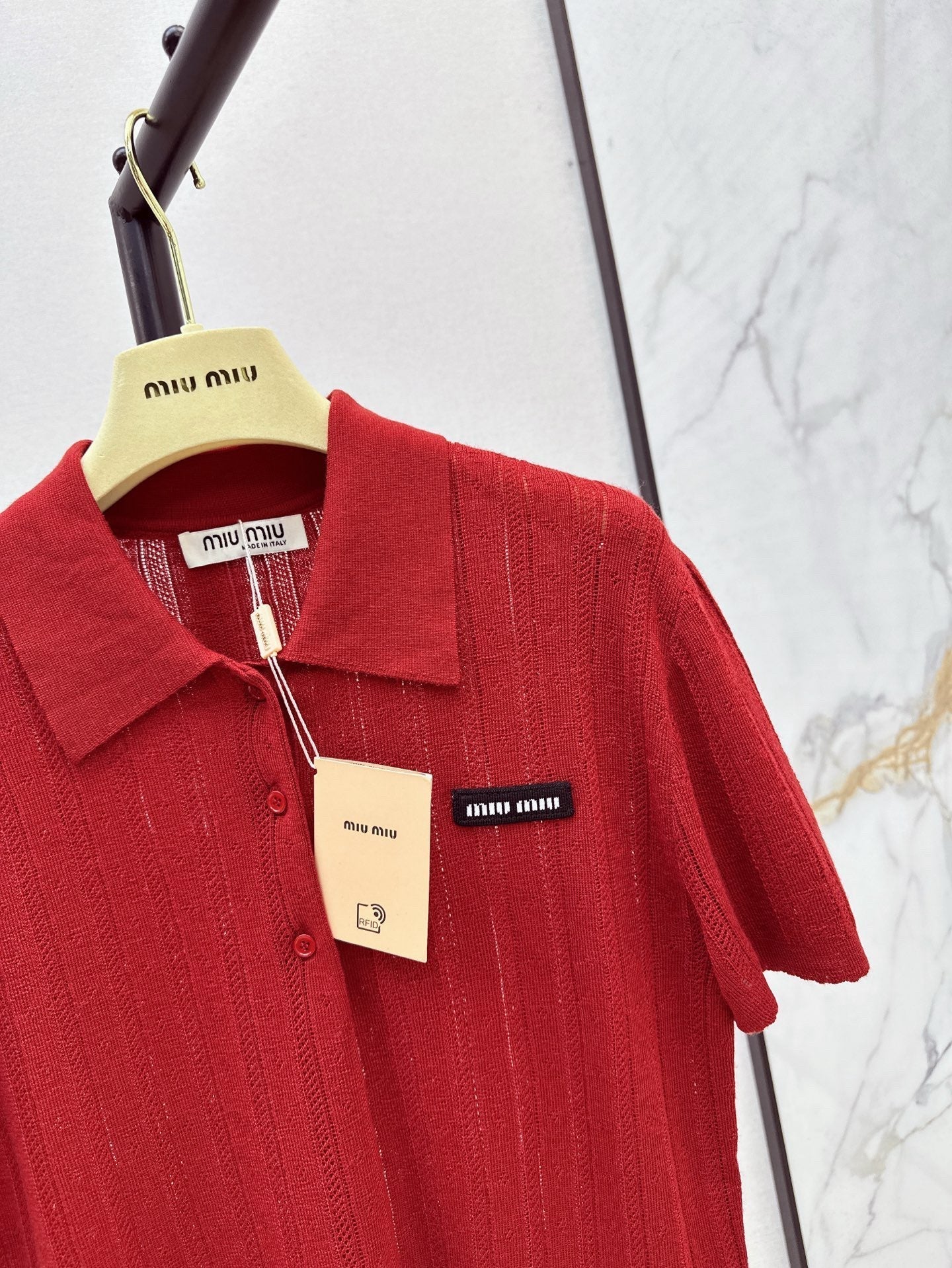 m 25ss knitted polo shirt