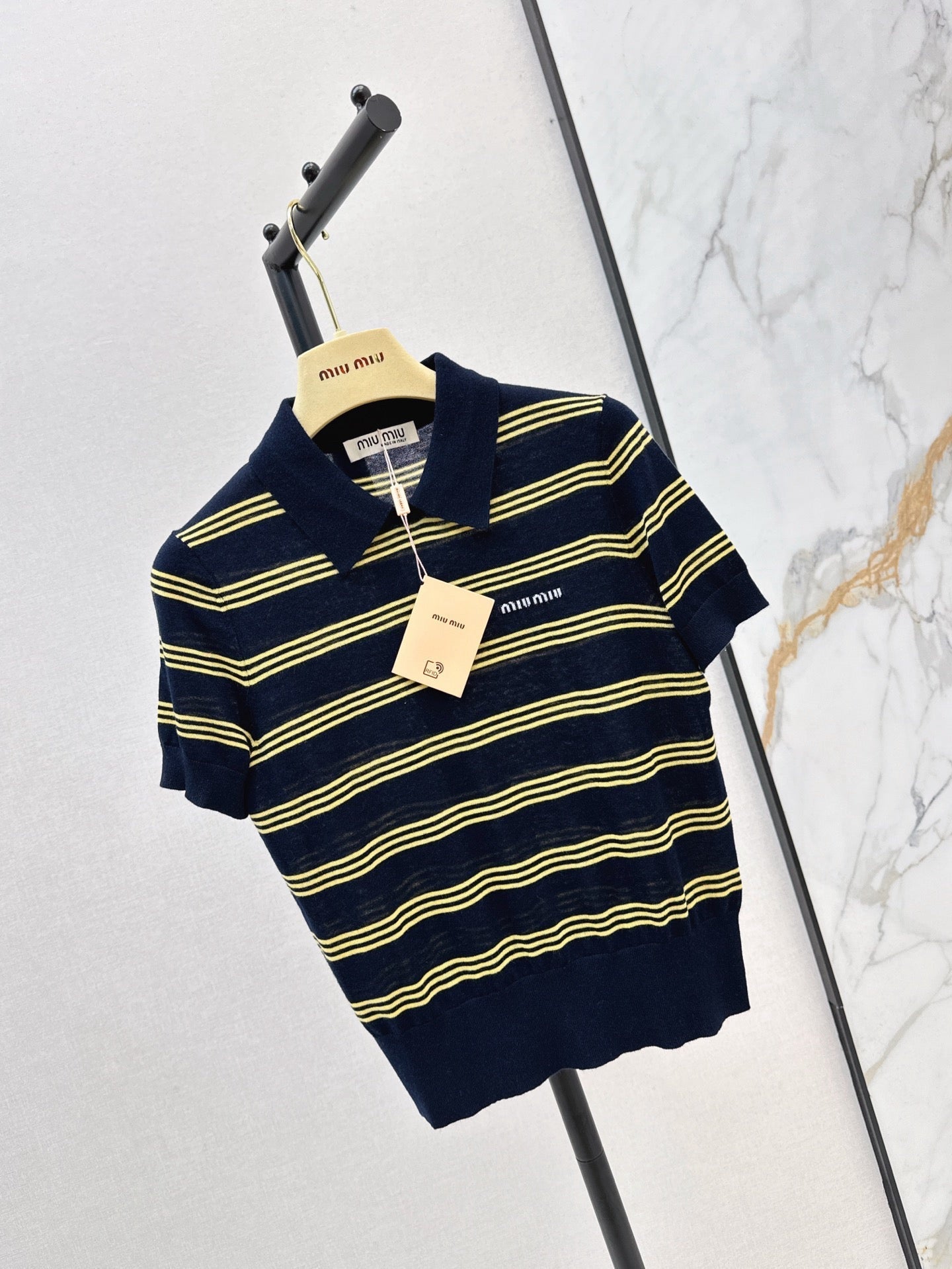 m 25ss knitted polo shirt