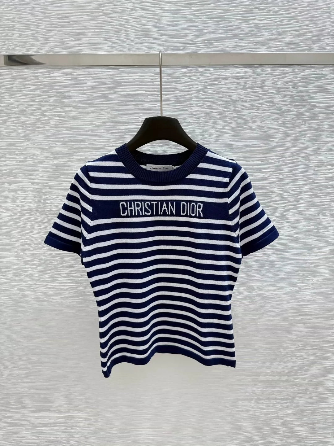 2025 new striped knitted round neck short sleeves