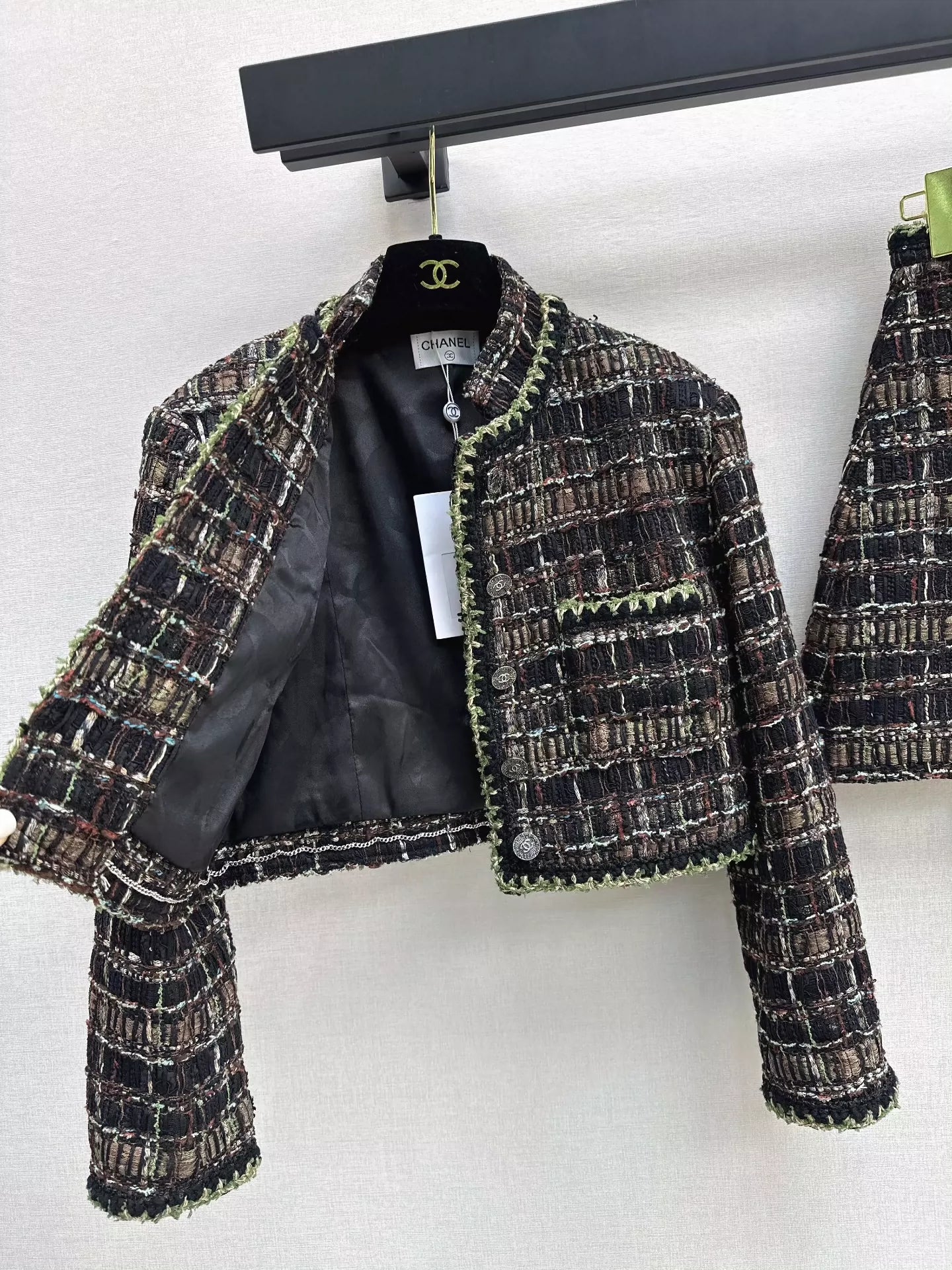 25fw new stand collar woven jacket and skirt suit