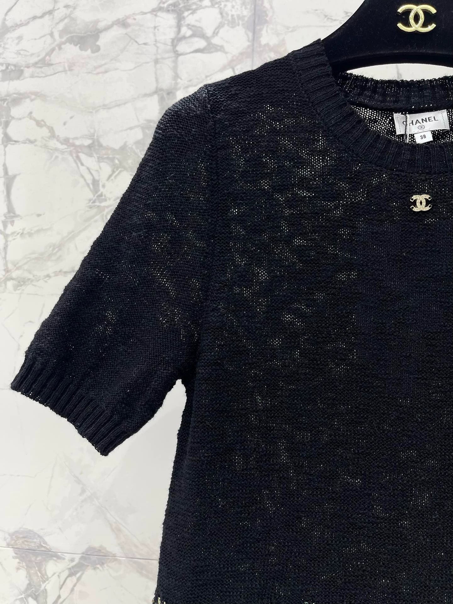 2025 new product Embroidered knitted short sleeves