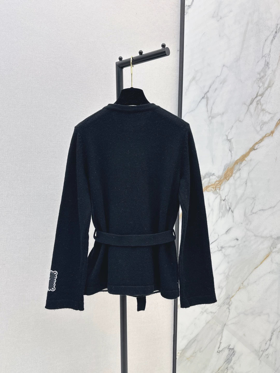 25fw new contrast color belt knitted cardigan