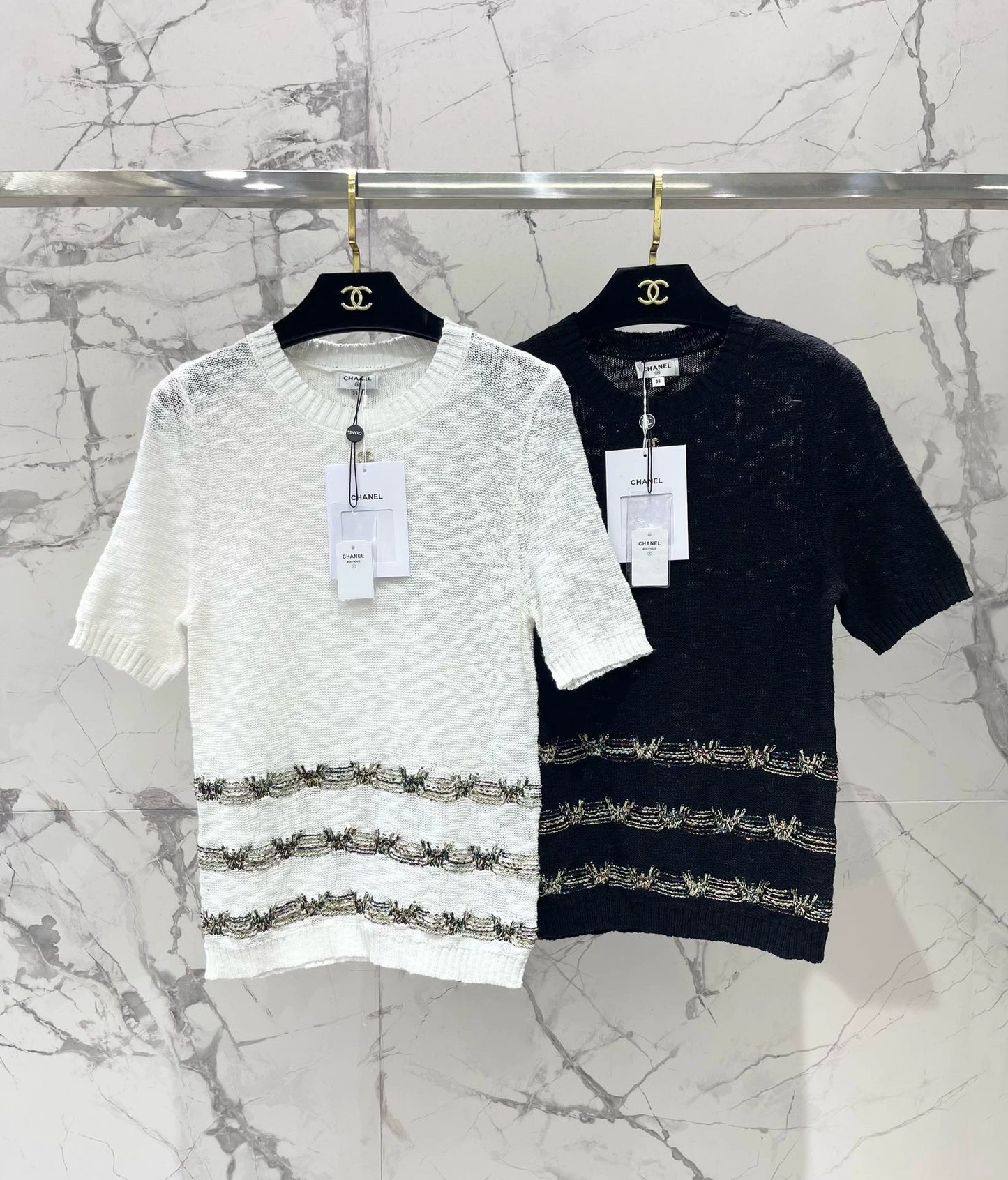 2025 new product Embroidered knitted short sleeves