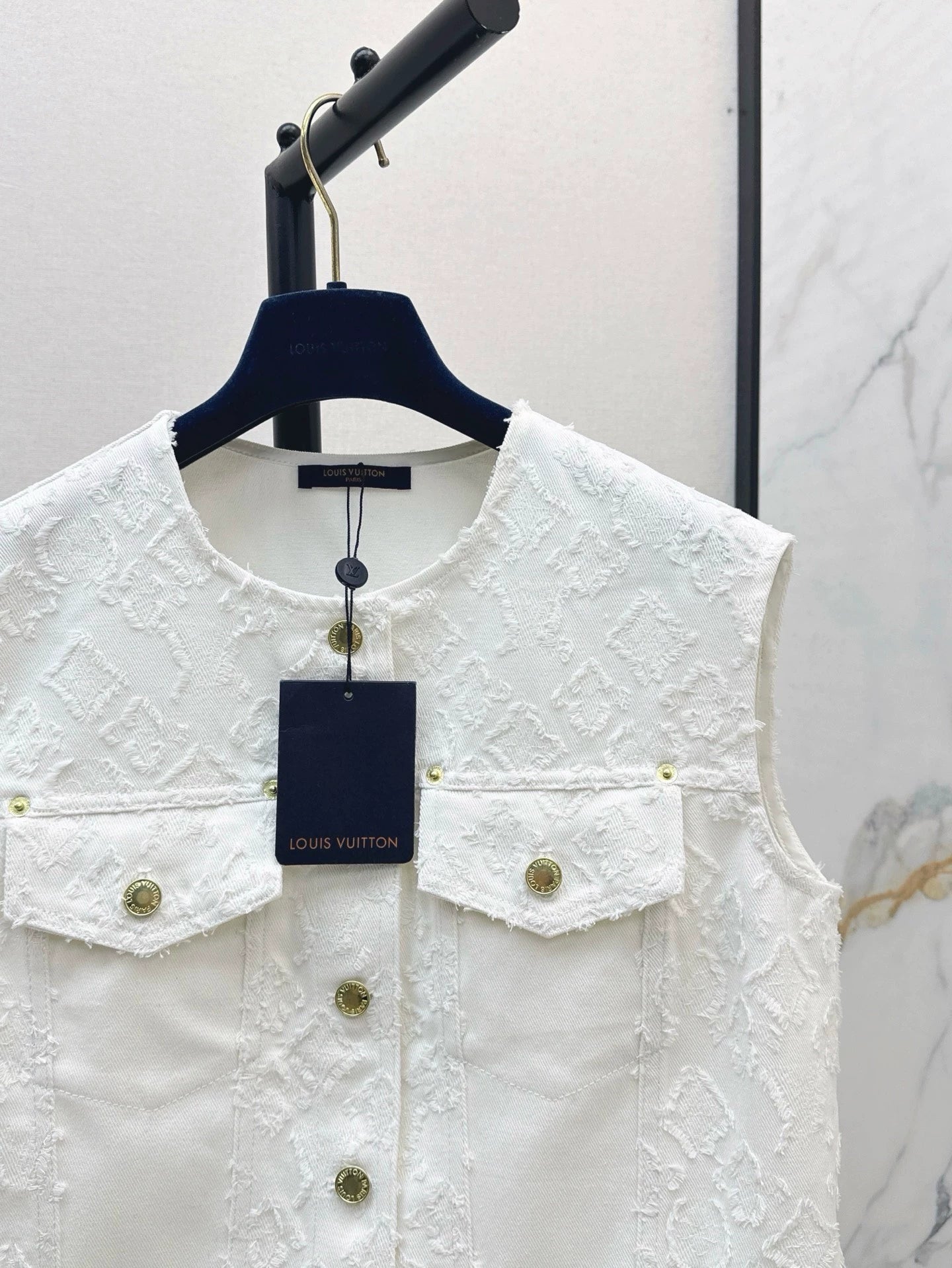 25 Summer new round neck snap buttonopen vest