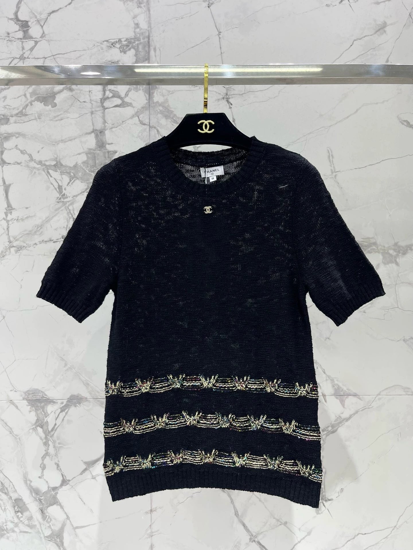 2025 new product Embroidered knitted short sleeves