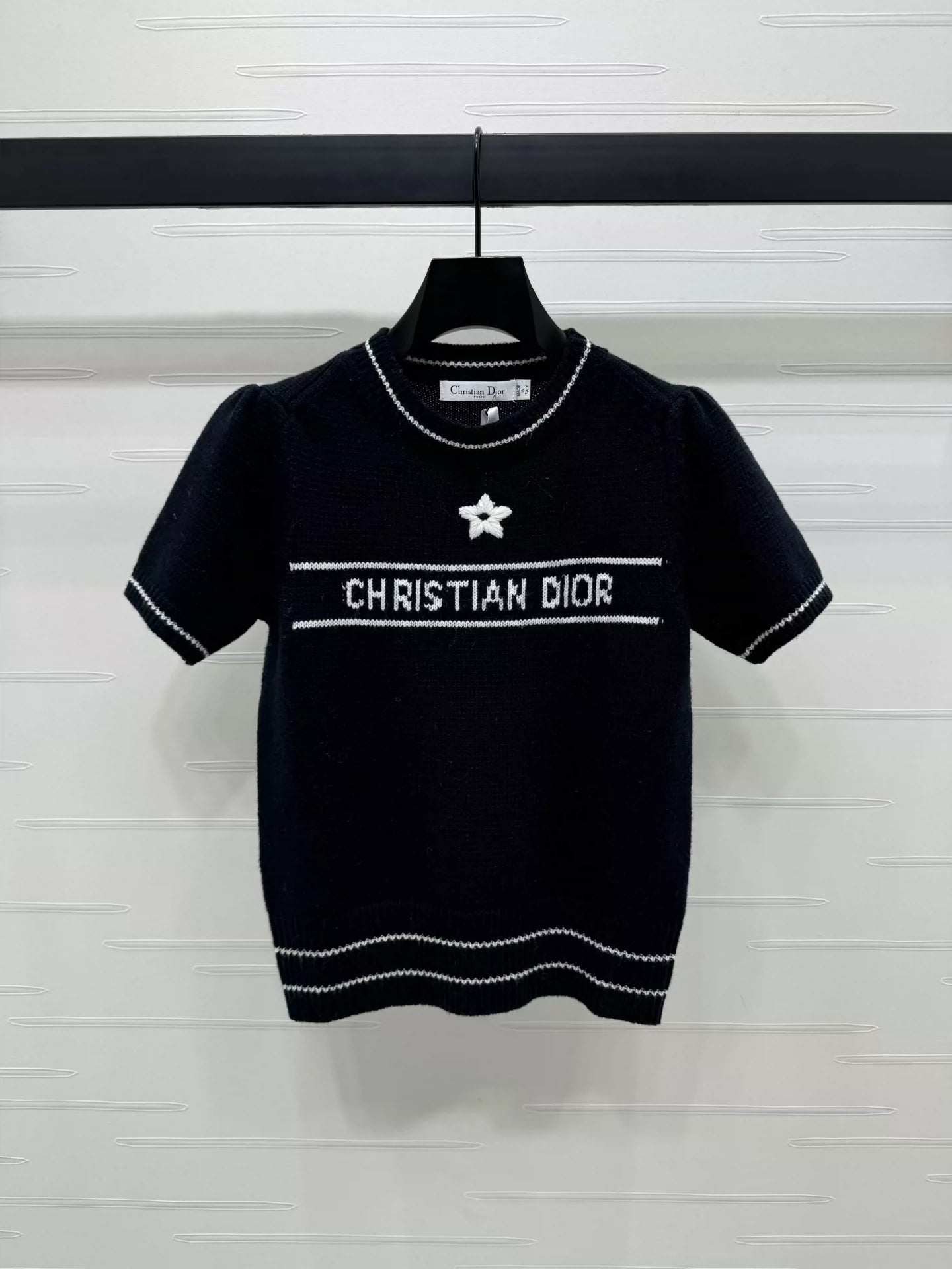 2025SS new five-star letter knitted short-sleeved top
