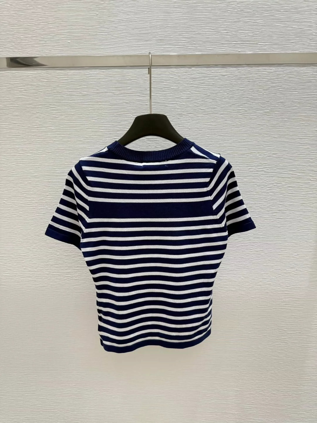 2025 new striped knitted round neck short sleeves