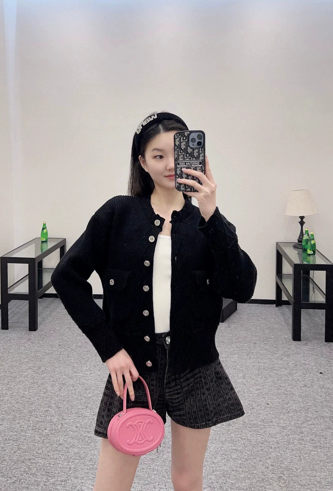 25fw Lingge pocket knitted cardigan