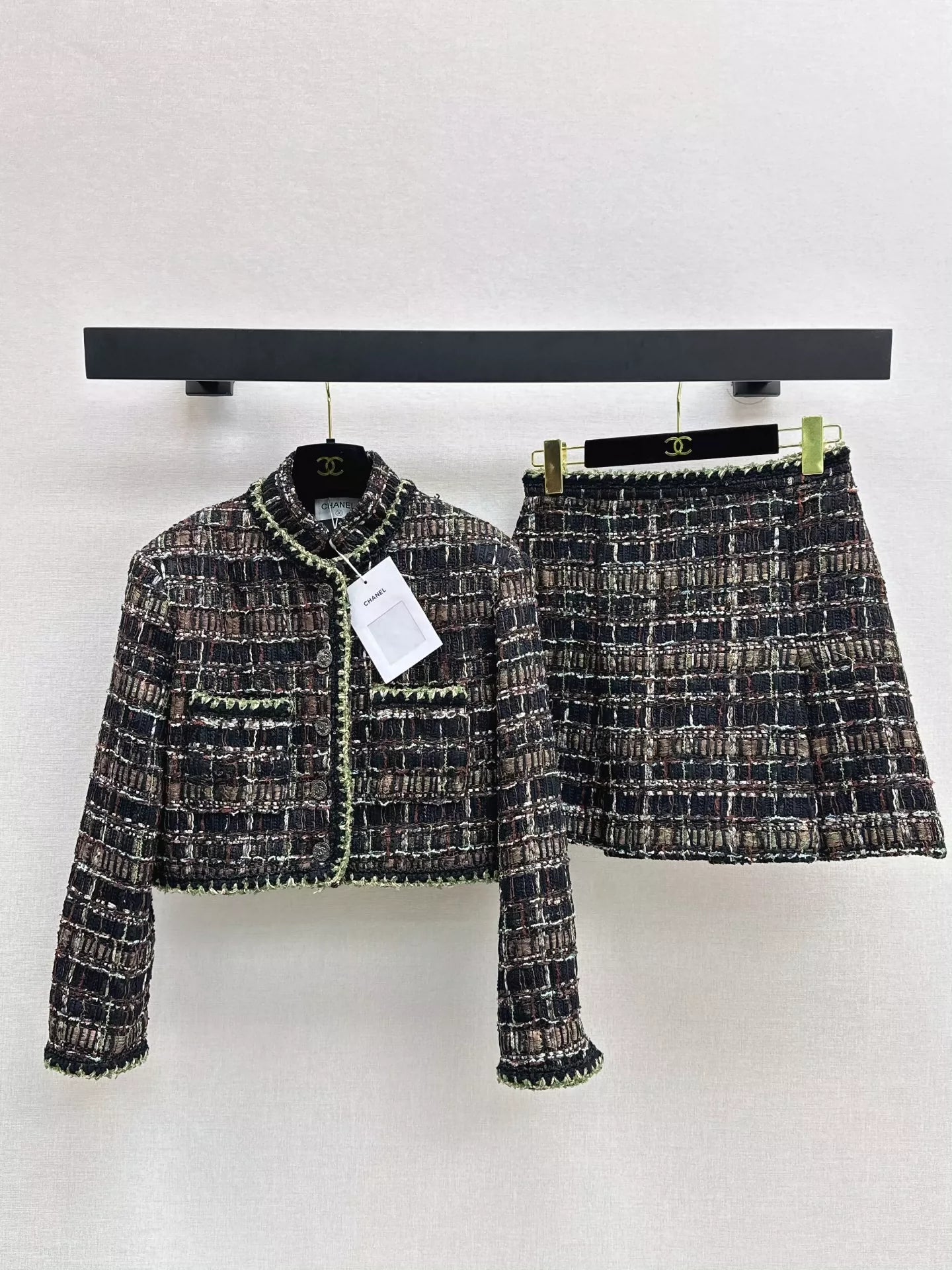 25fw new stand collar woven jacket and skirt suit