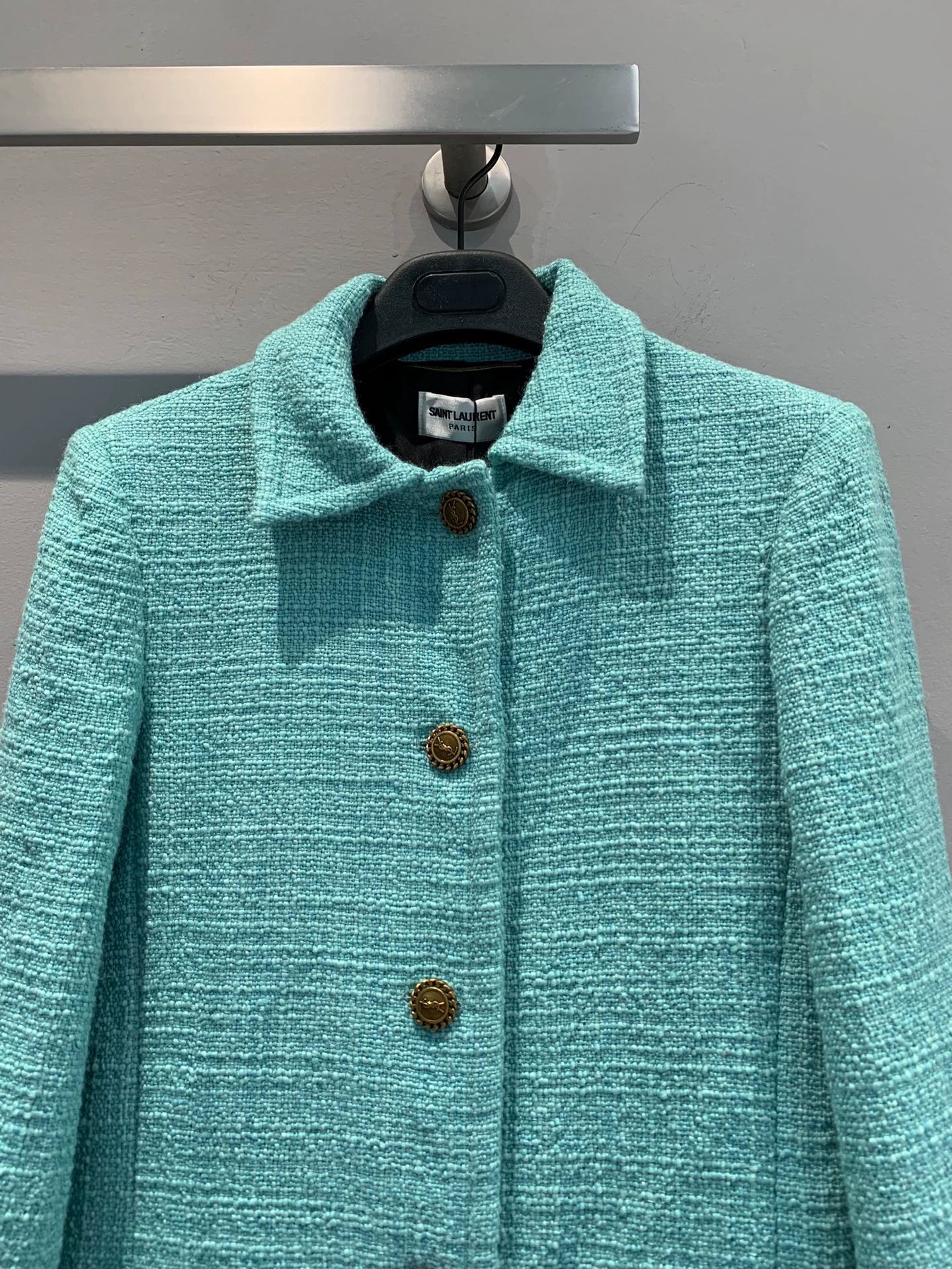 25fw Turquoise green tweed waist cinching jacket(Medieval Series)