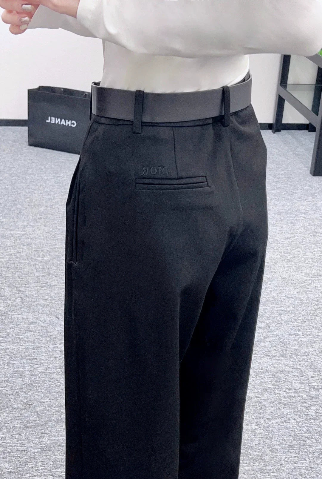 25fw Letter belt wide leg pants