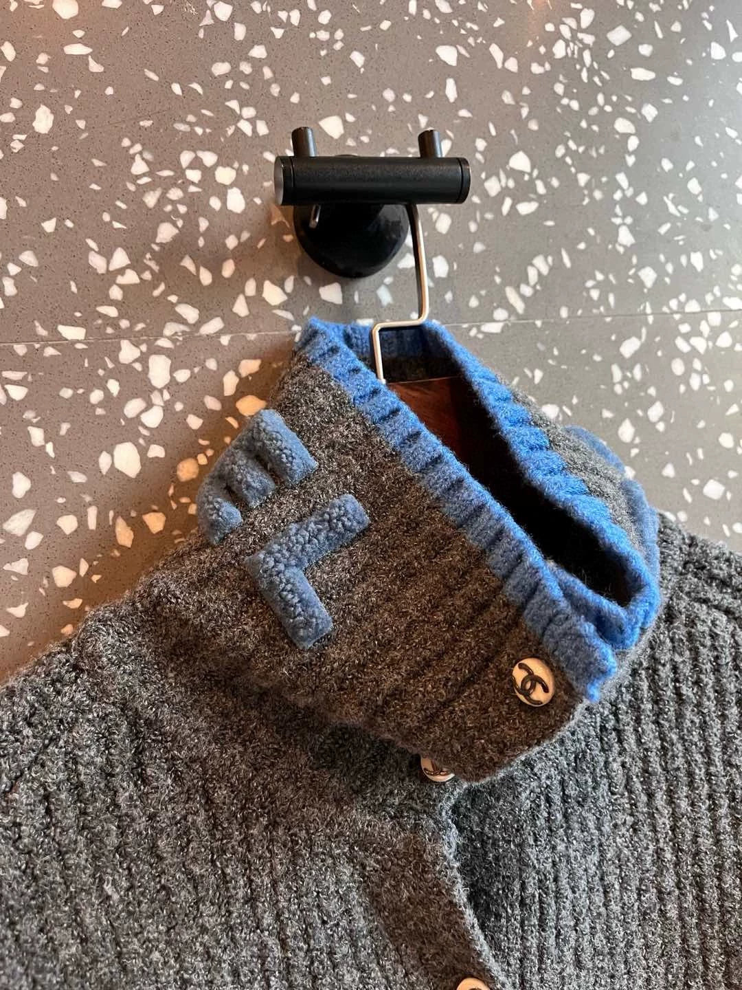 25fw Grey blue high neck cardigan(Medieval Series)