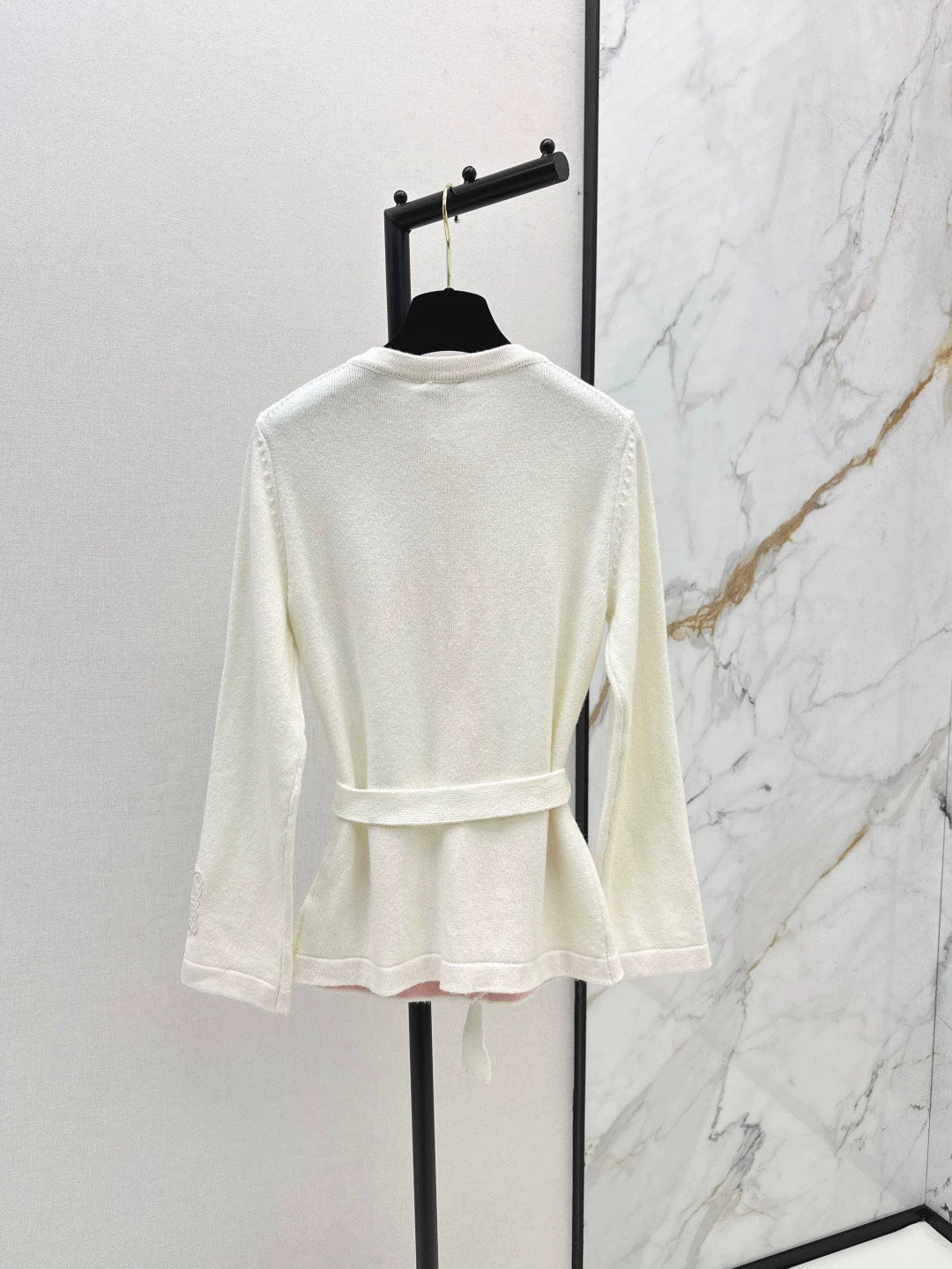 25fw new contrast color belt knitted cardigan
