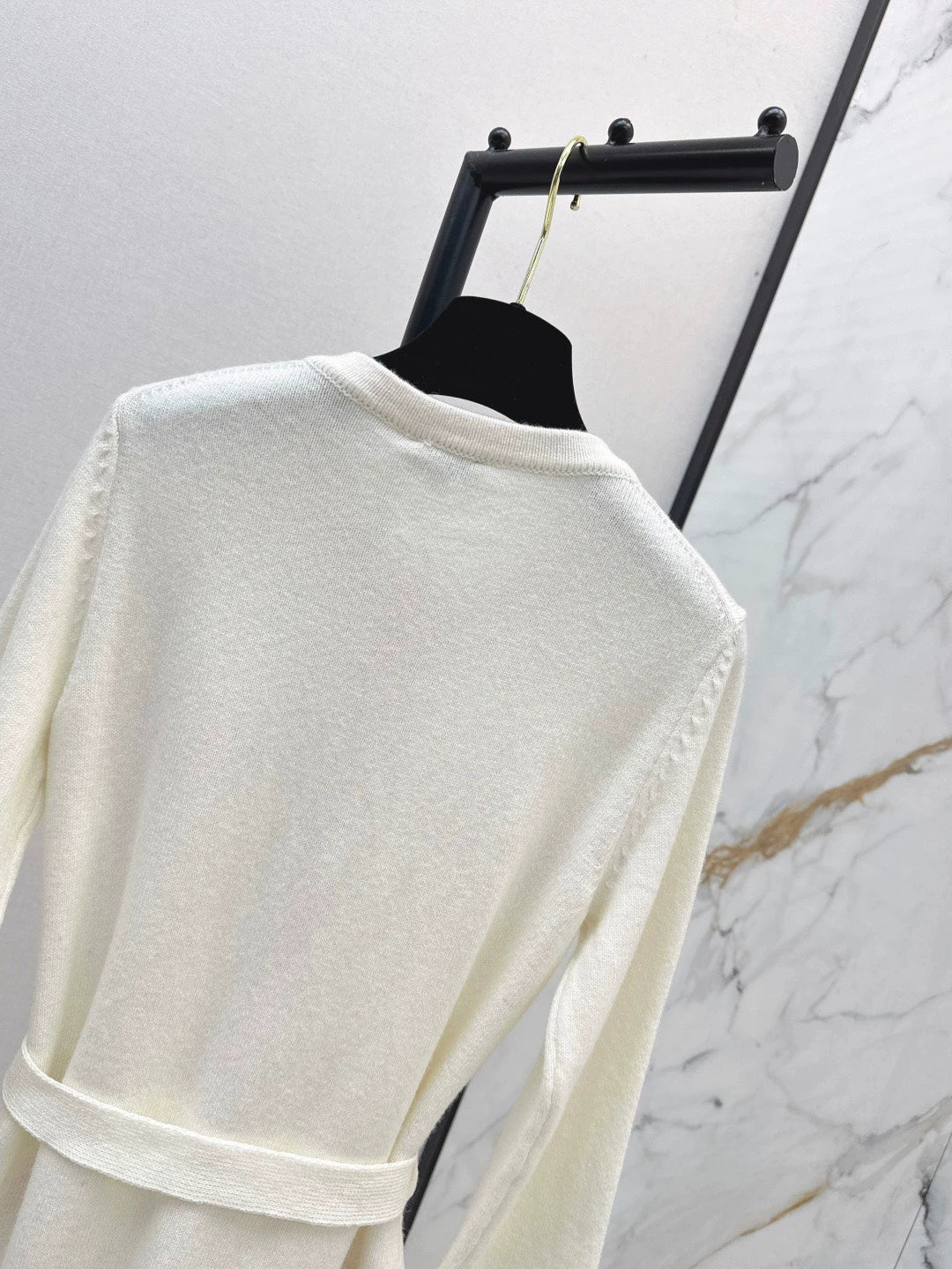 25fw new contrast color belt knitted cardigan
