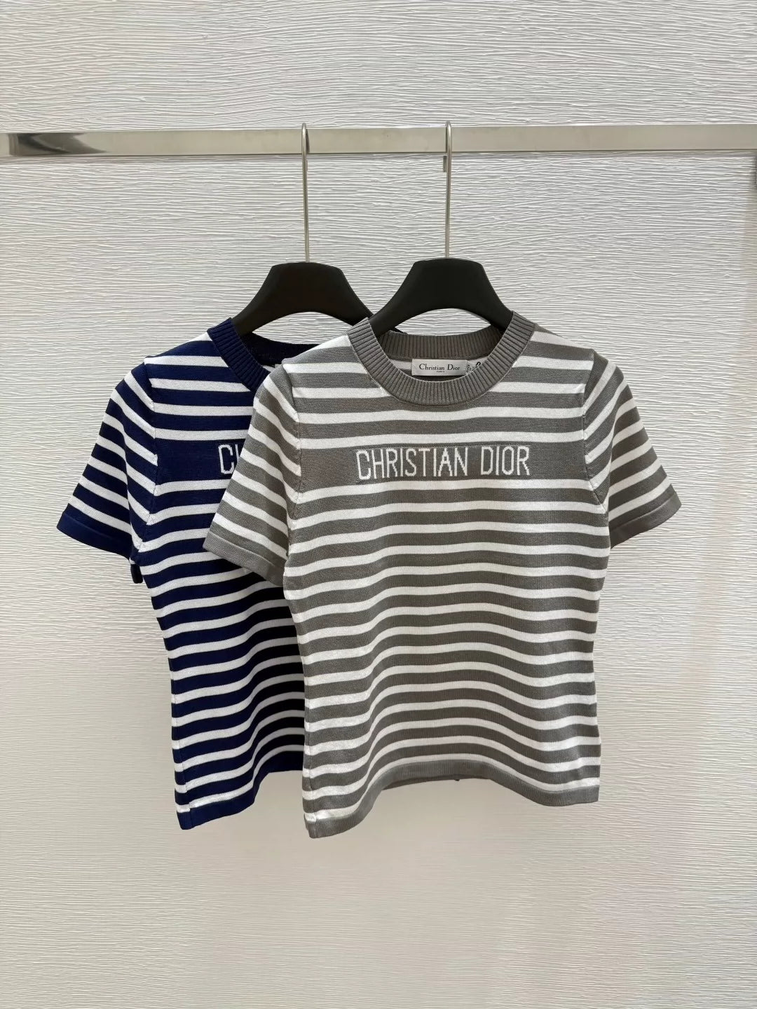 2025 new striped knitted round neck short sleeves