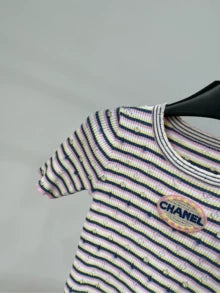 25 new striped knitted short sleeves