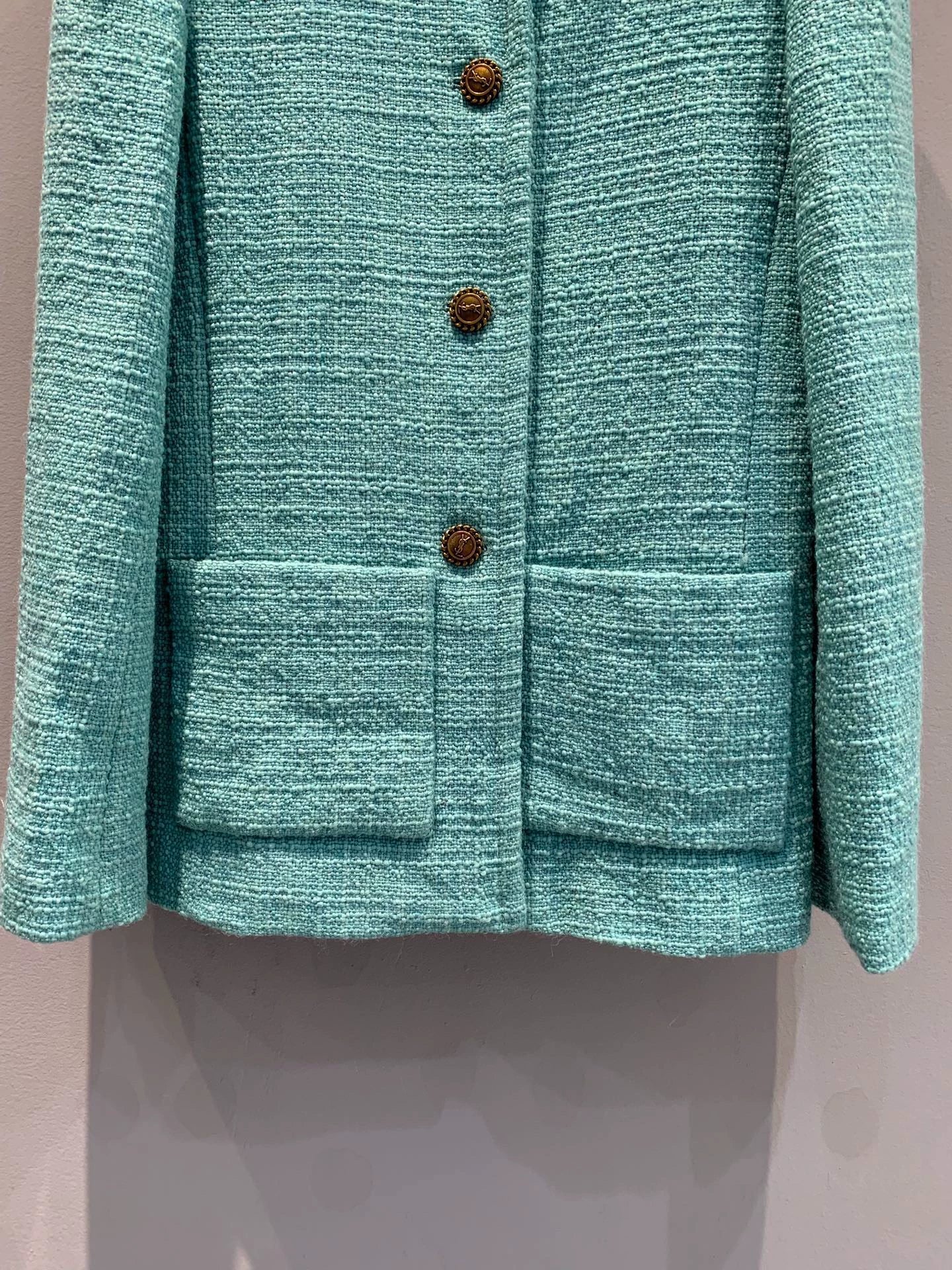 25fw Turquoise green tweed waist cinching jacket(Medieval Series)