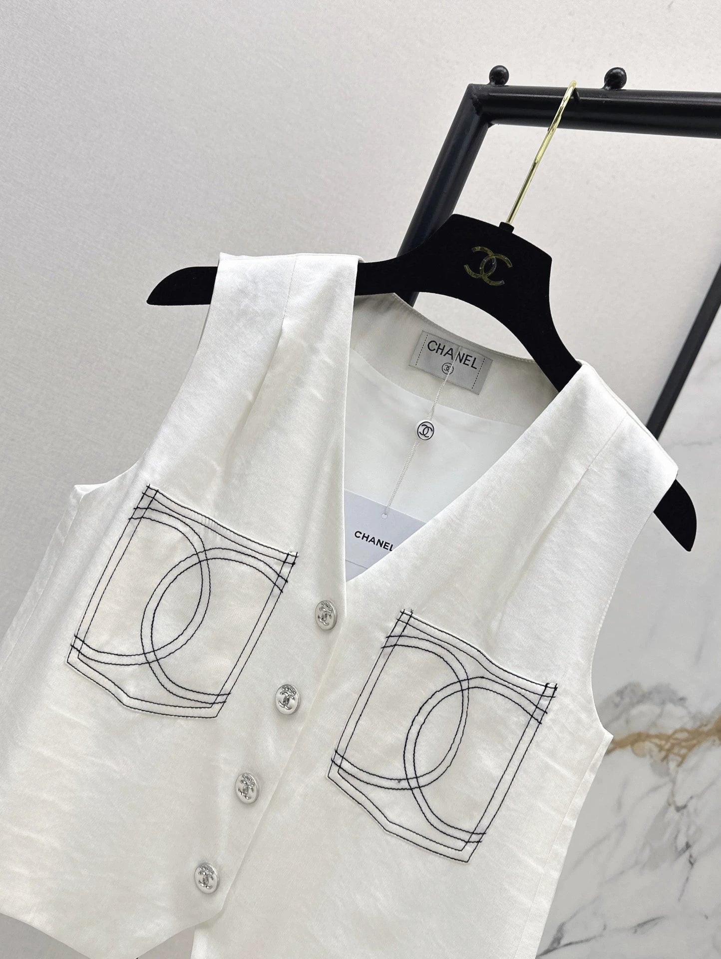 2025 new product Double C vest shorts set