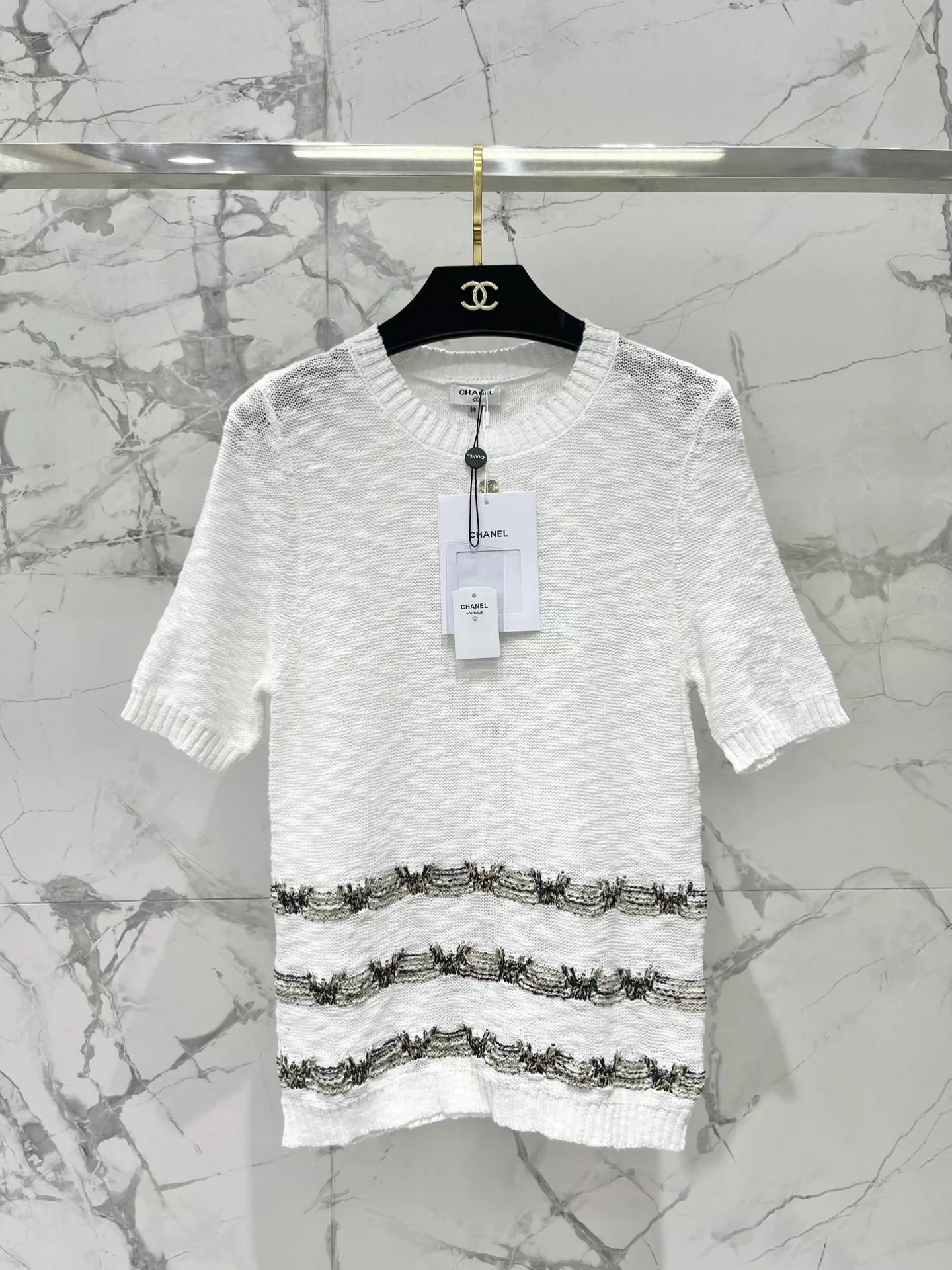 2025 new product Embroidered knitted short sleeves