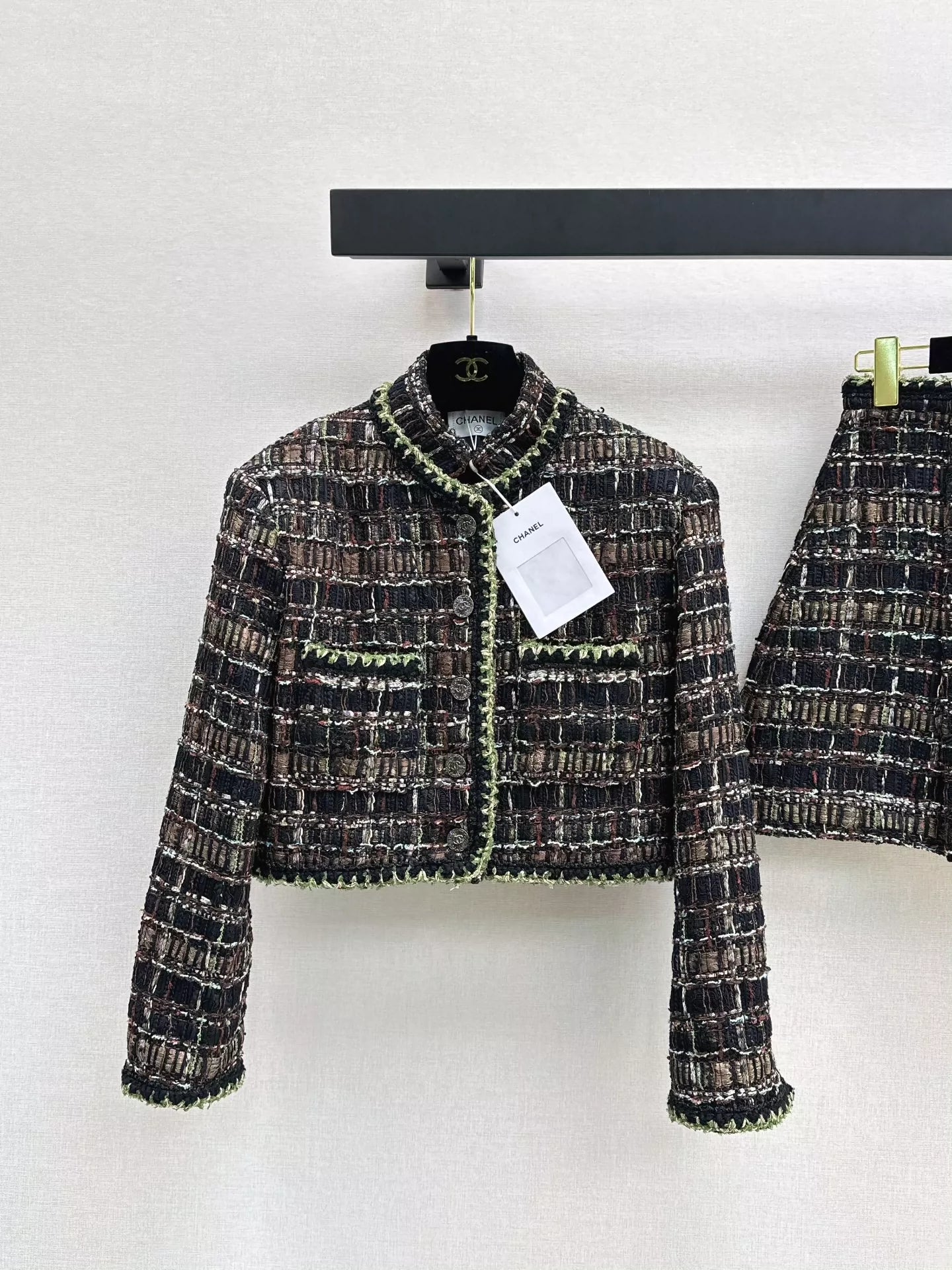 25fw new stand collar woven jacket and skirt suit