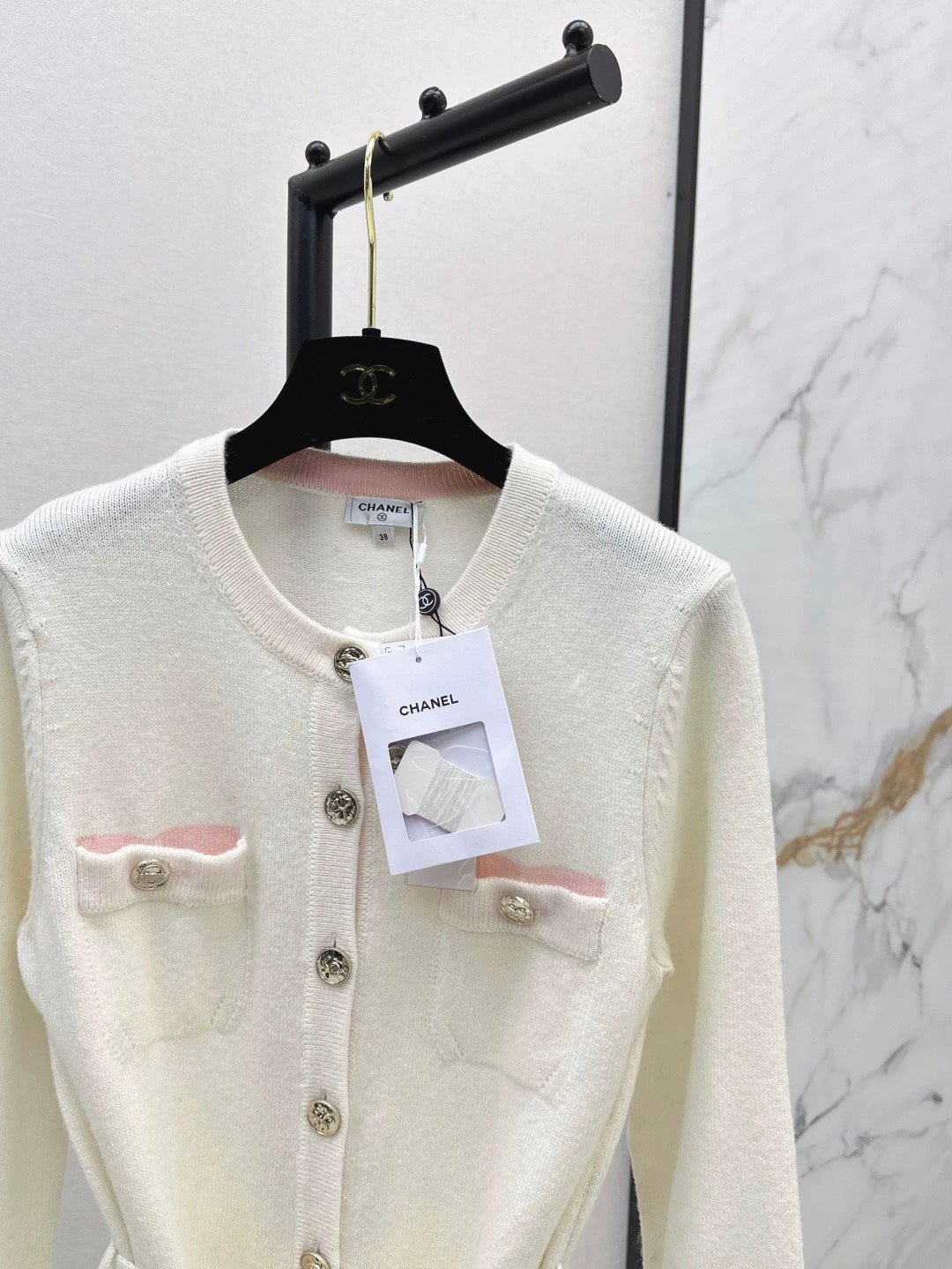 25fw new contrast color belt knitted cardigan