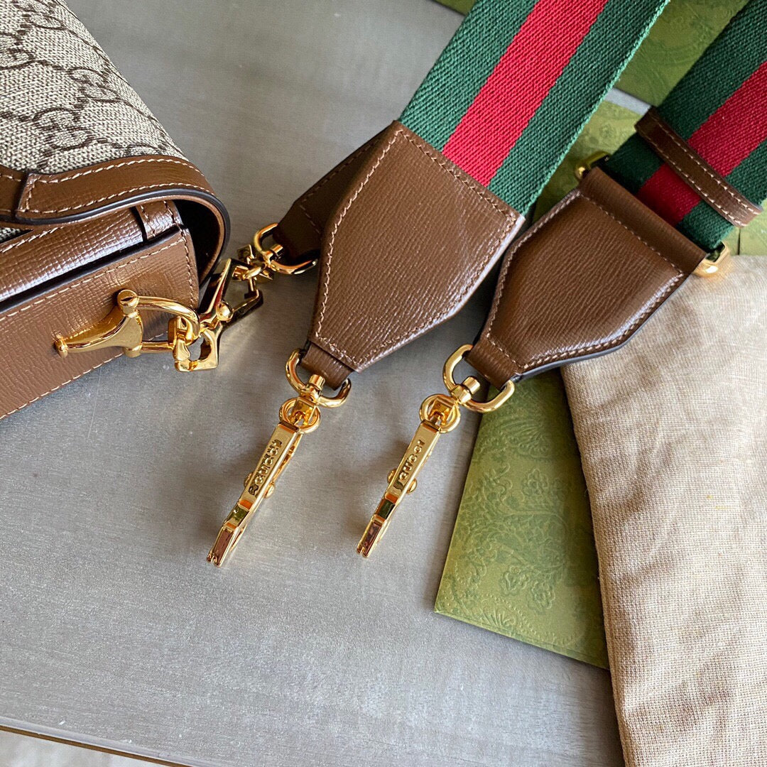 Horsebit 1955 mini shoulder bag Beige and ebony