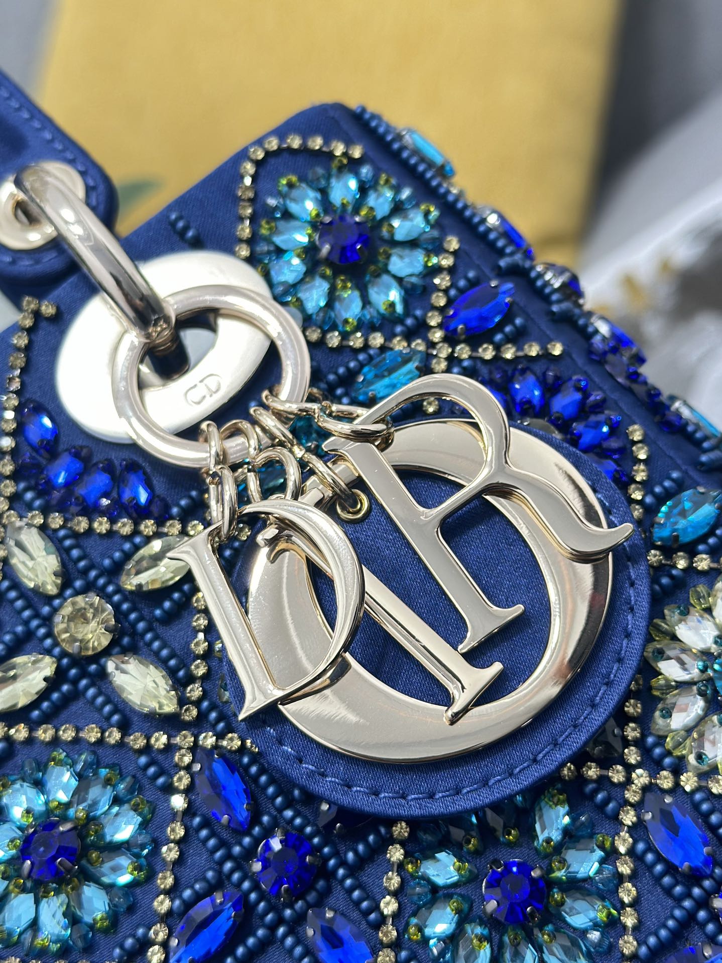 Mini Lady Bag Blue Sapphire Pearl decoration Embroidery