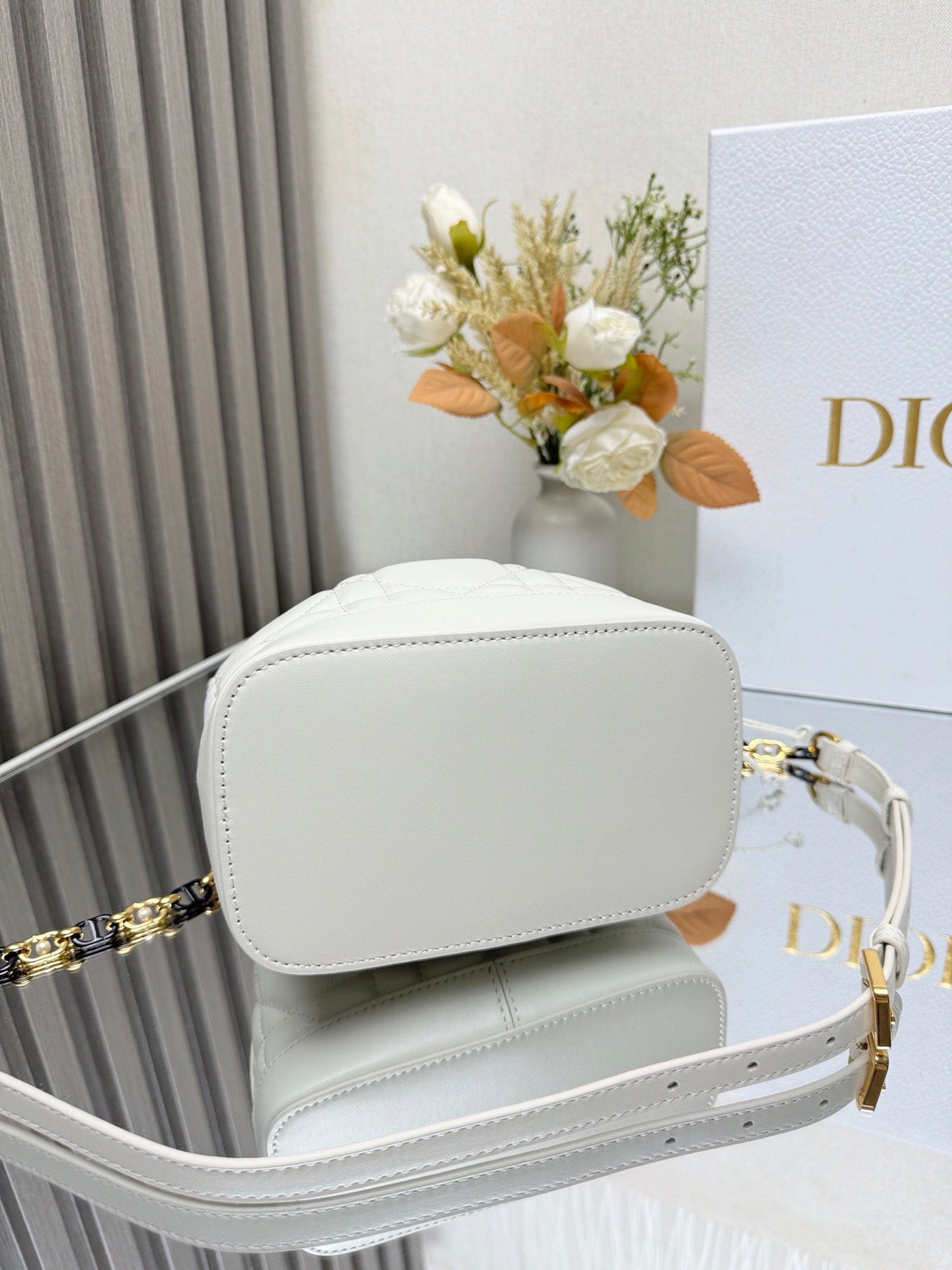 Small Jolie Bucket Bag Black Macrocannage Lambskin and Calfskin