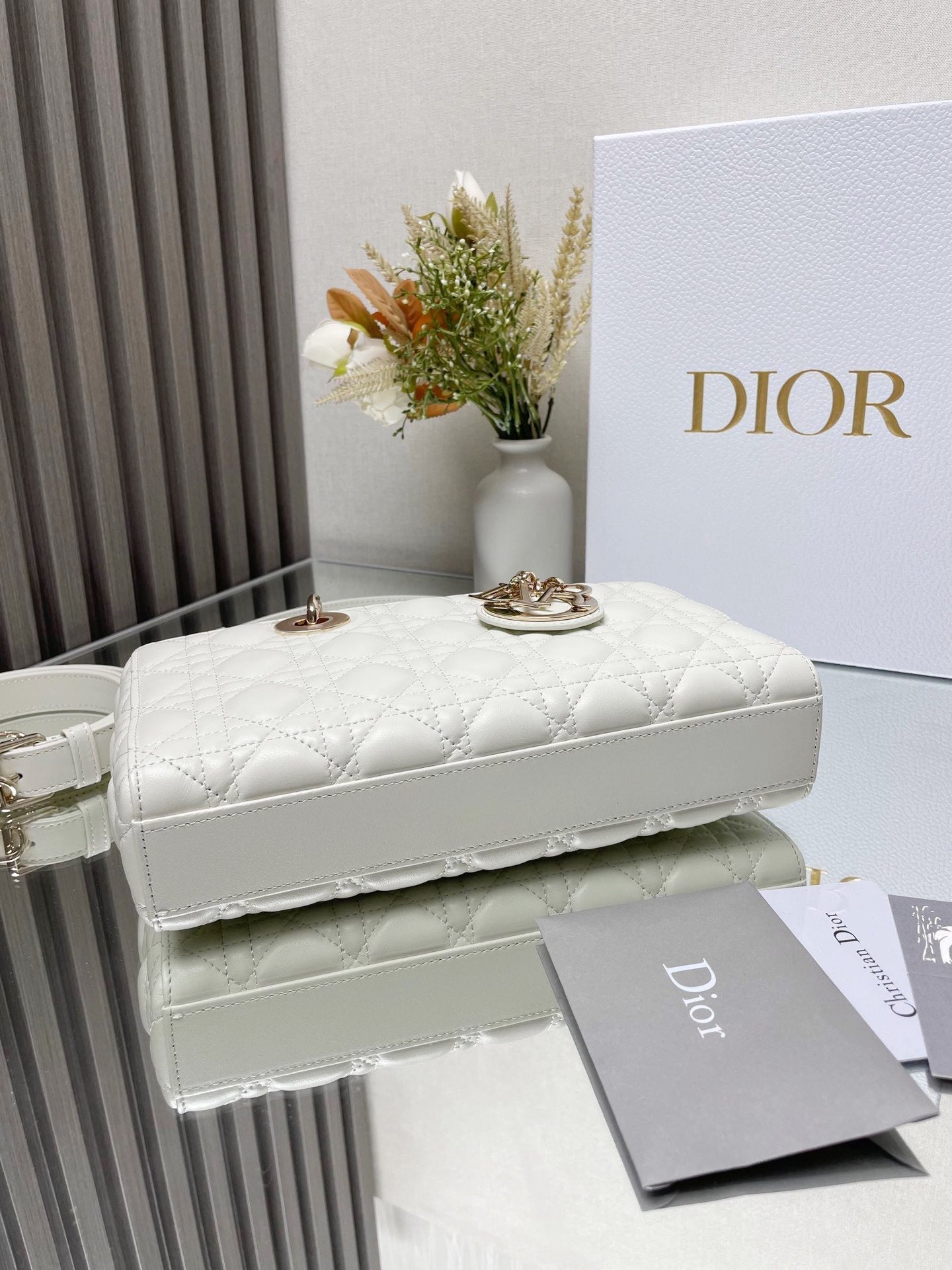 Micro / Small / Medium Lady D-Joy Bag Latte Cannage Lambskin