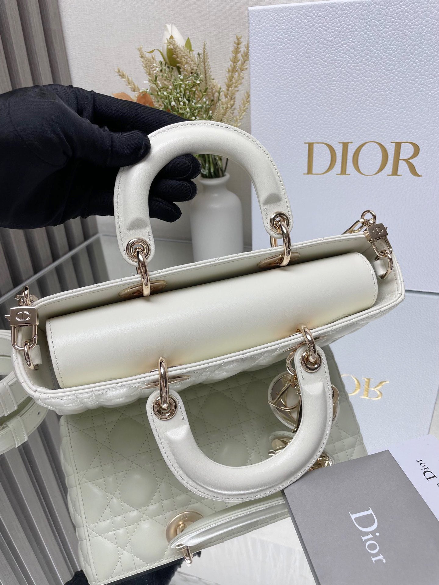 Micro / Small / Medium Lady D-Joy Bag Latte Cannage Lambskin