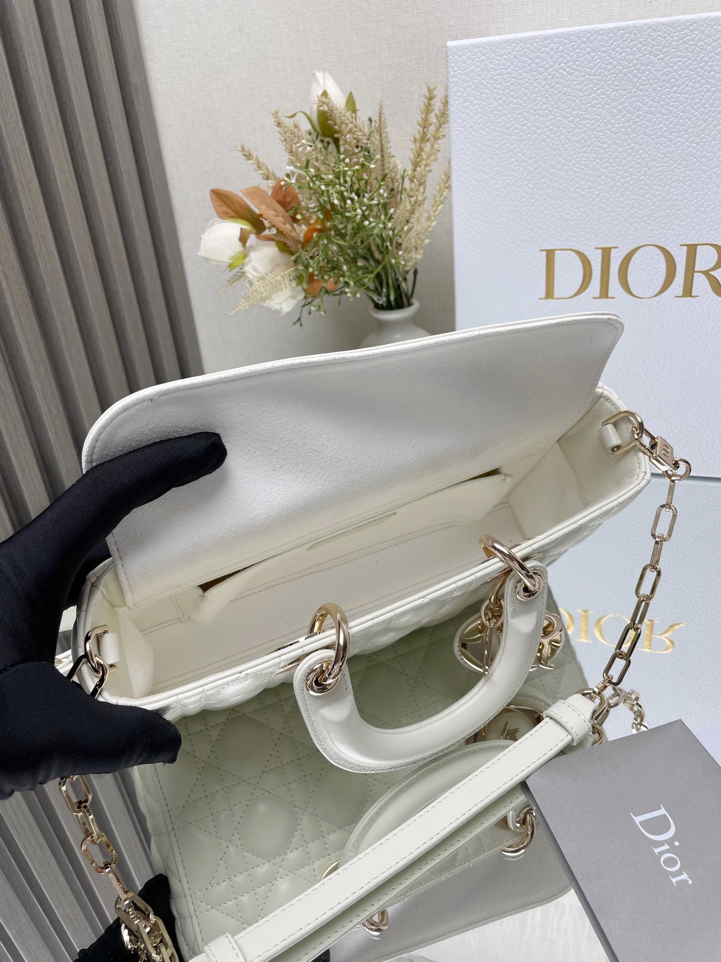 Micro / Small / Medium Lady D-Joy Bag Latte Cannage Lambskin