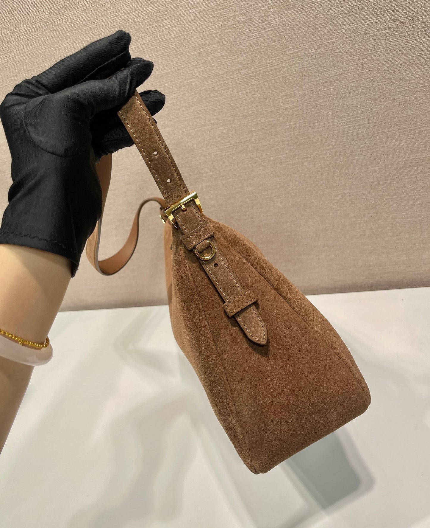 Aimée large leather shoulder bag Nubuck leather