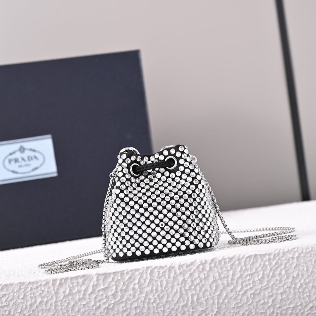 Embellished satin mini-pouch