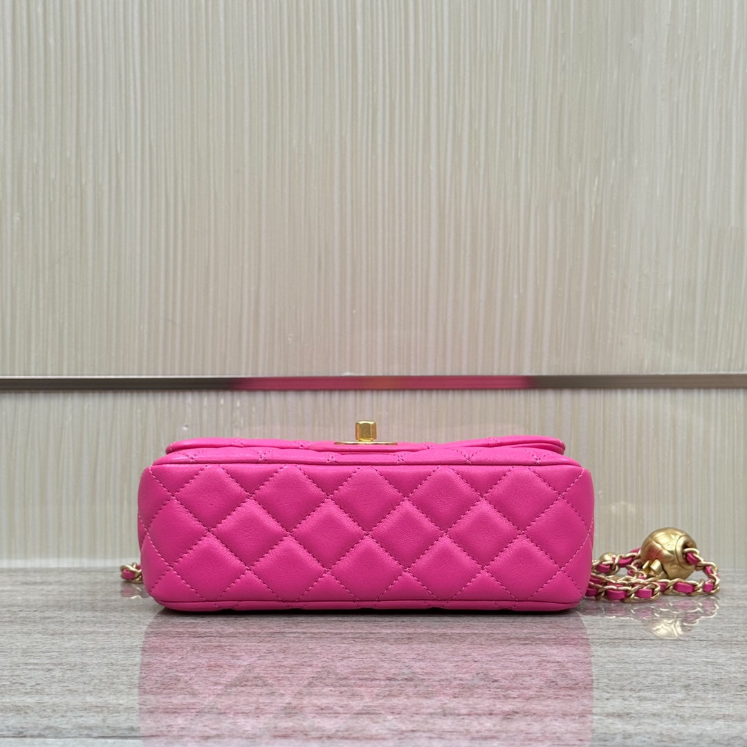 CF20 Golden Globe CLASSIC HANDBAG Lambskin Rose Red