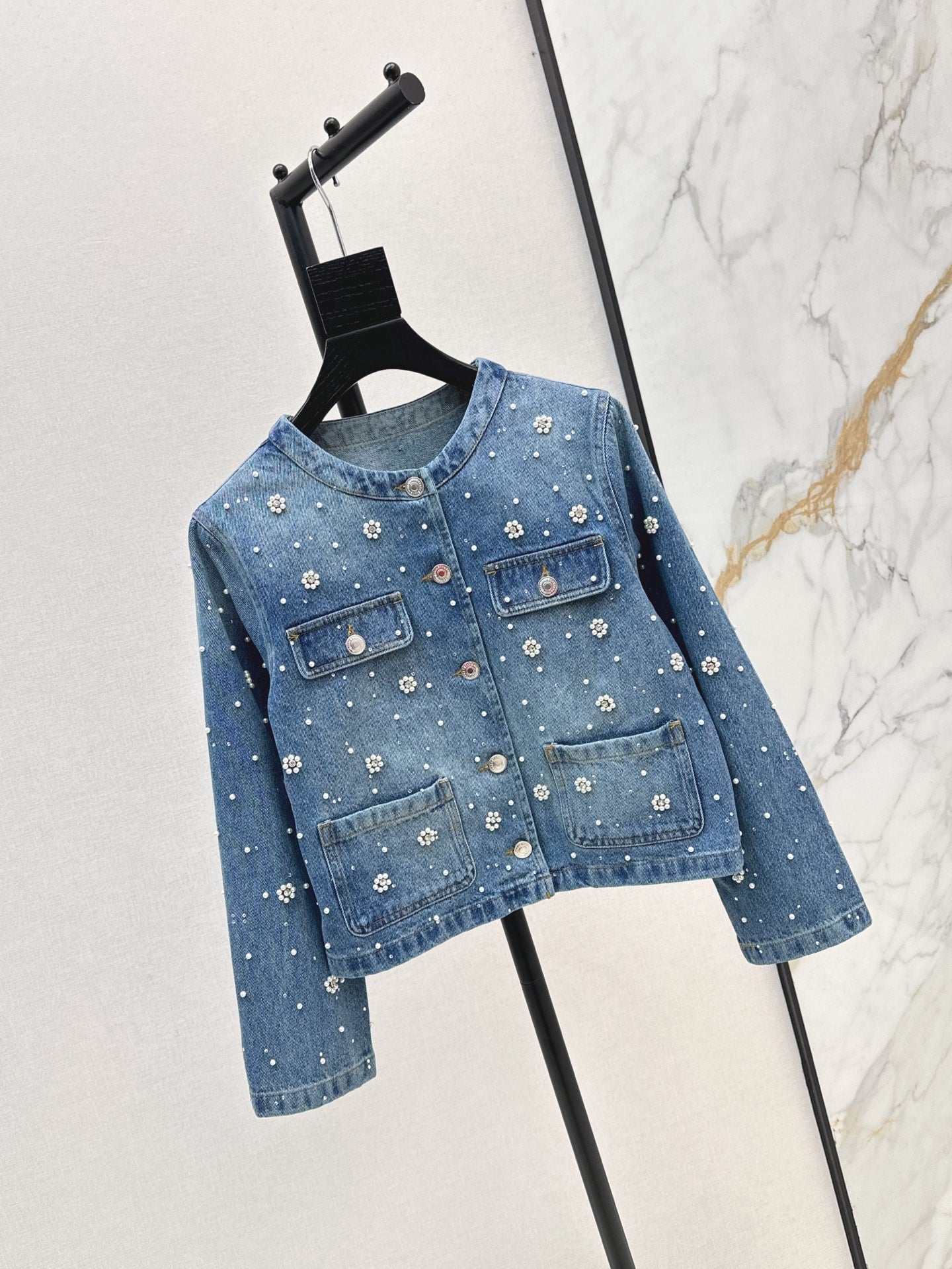 ma 25ss beaded denim jacket