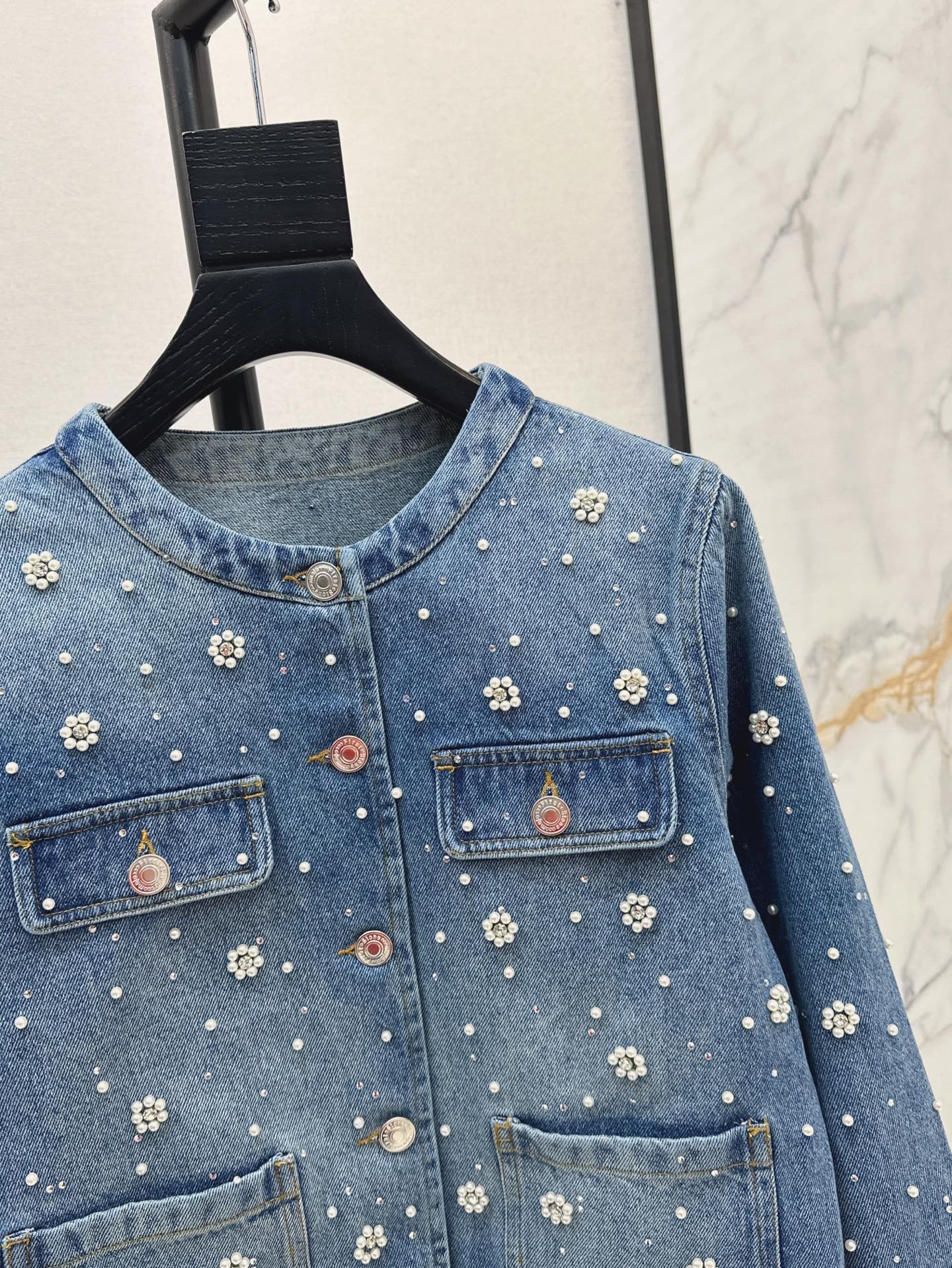 ma 25ss beaded denim jacket