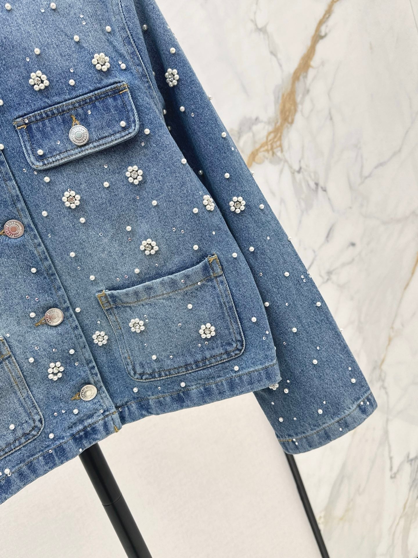 ma 25ss beaded denim jacket