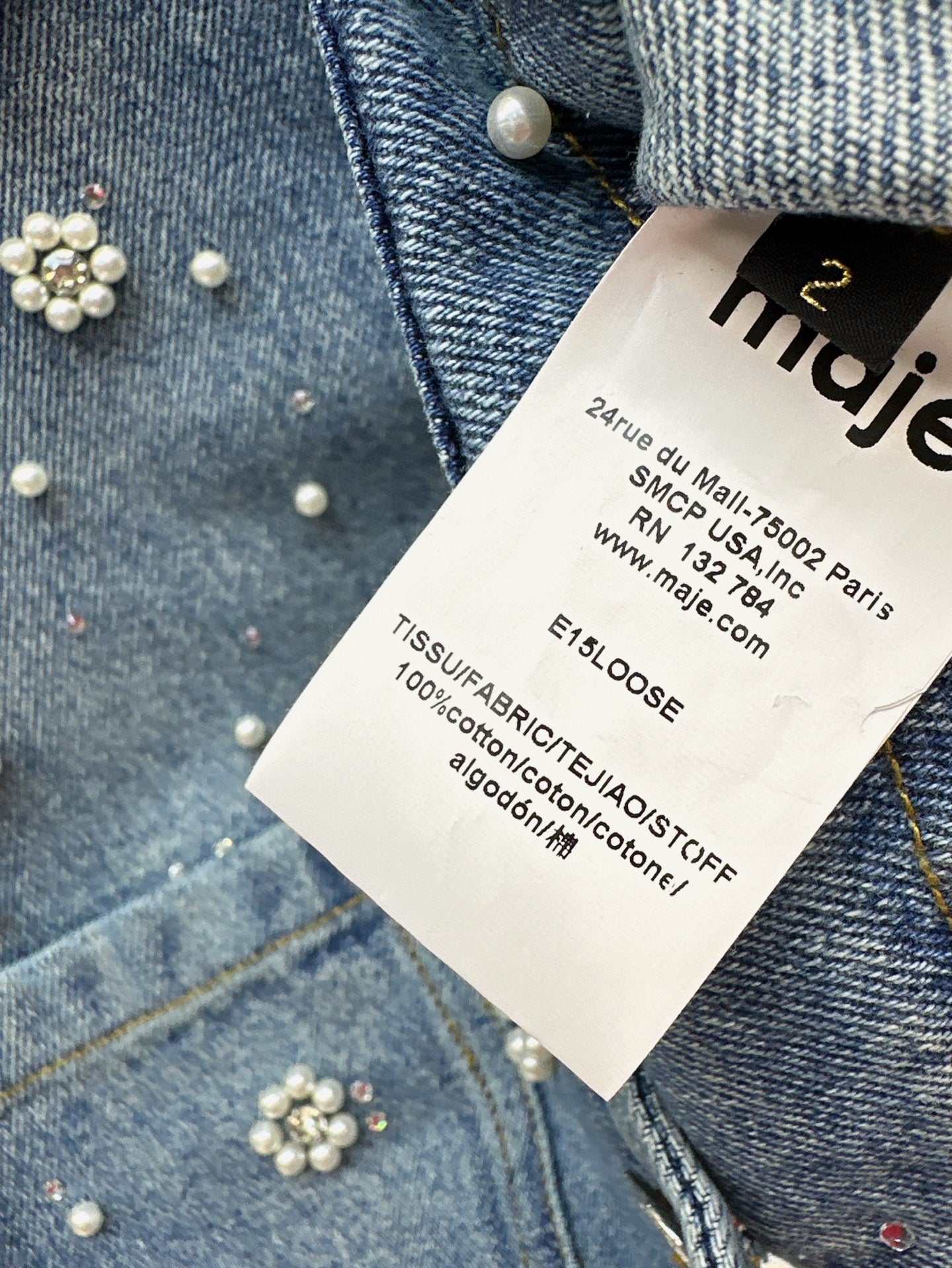 ma 25ss beaded denim jacket