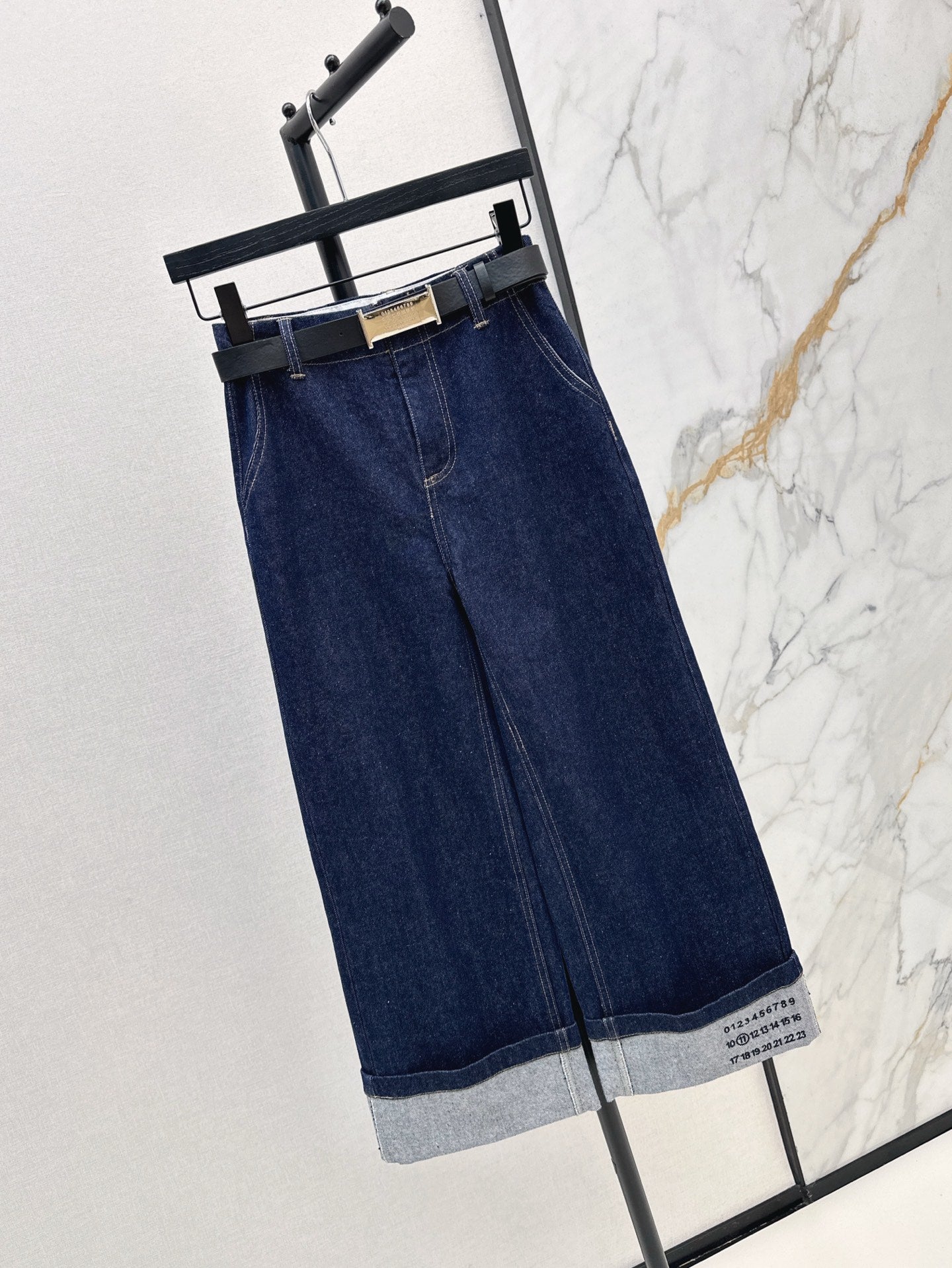 Ma 25ss wide leg jeans wth belt