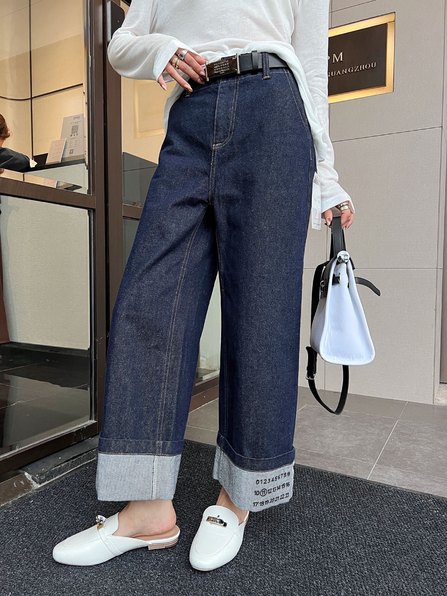 Ma 25ss wide leg jeans wth belt