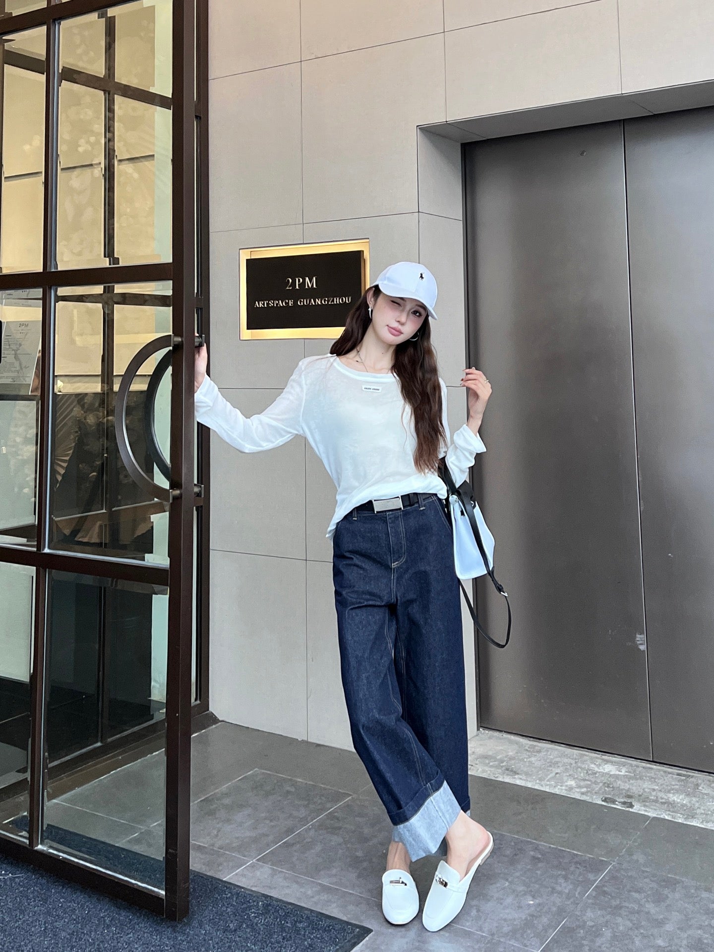 Ma 25ss wide leg jeans wth belt