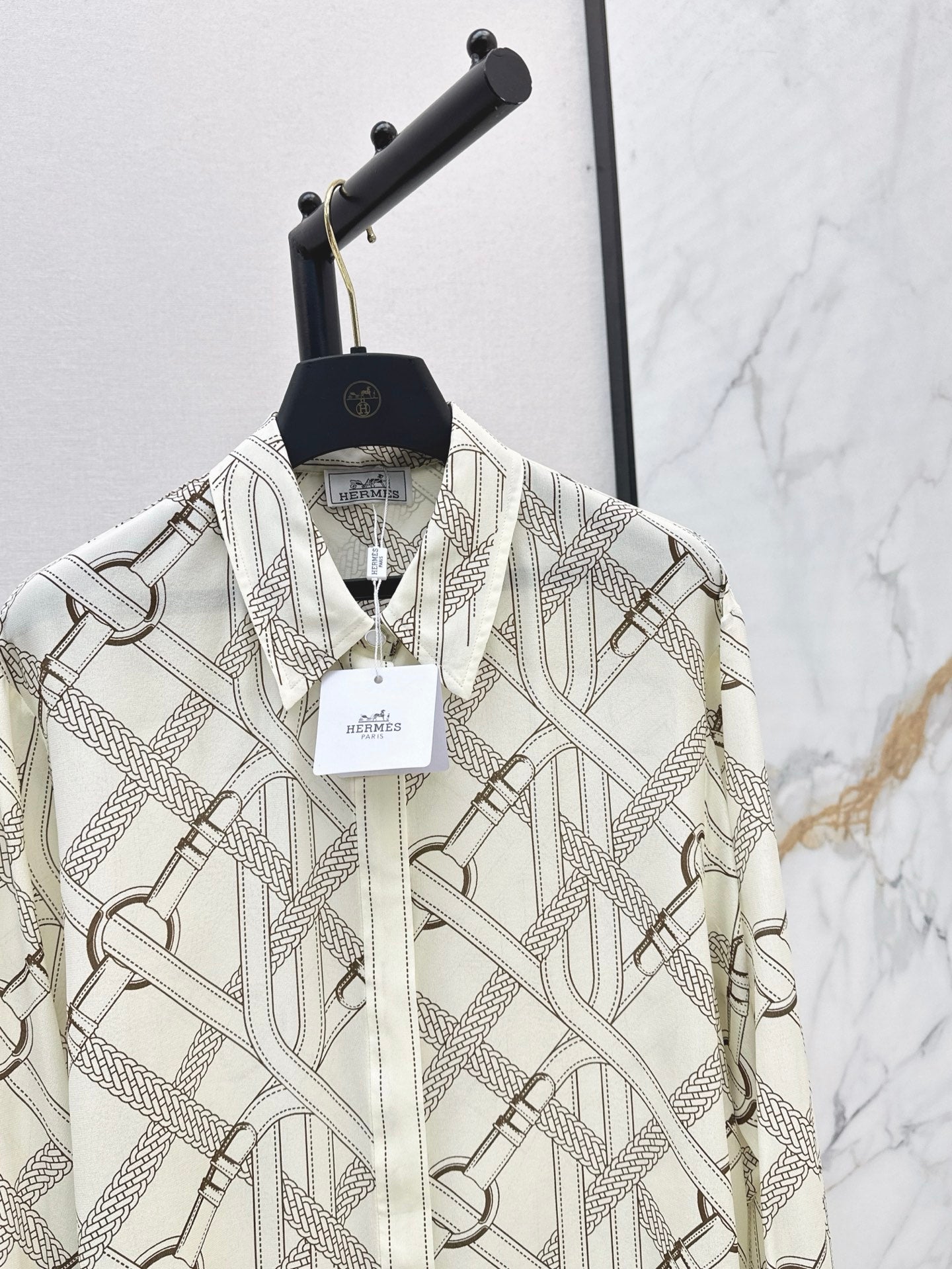 H 25ss Silk printed shirt