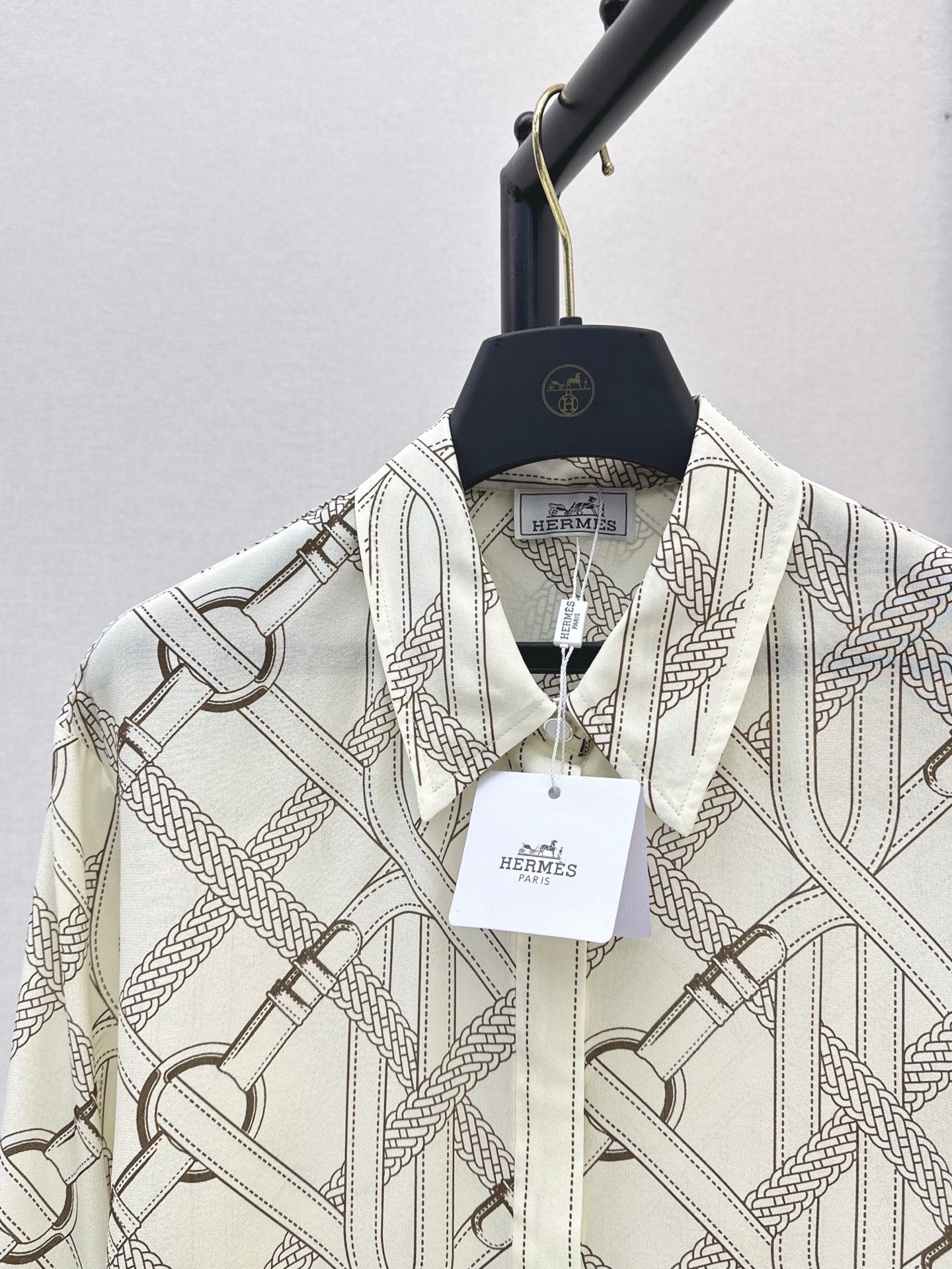 H 25ss Silk printed shirt