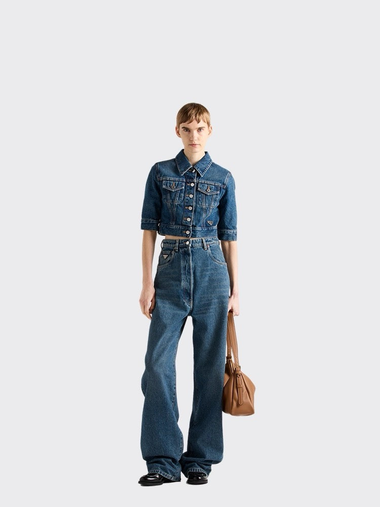 P 25ss crop denim jacket